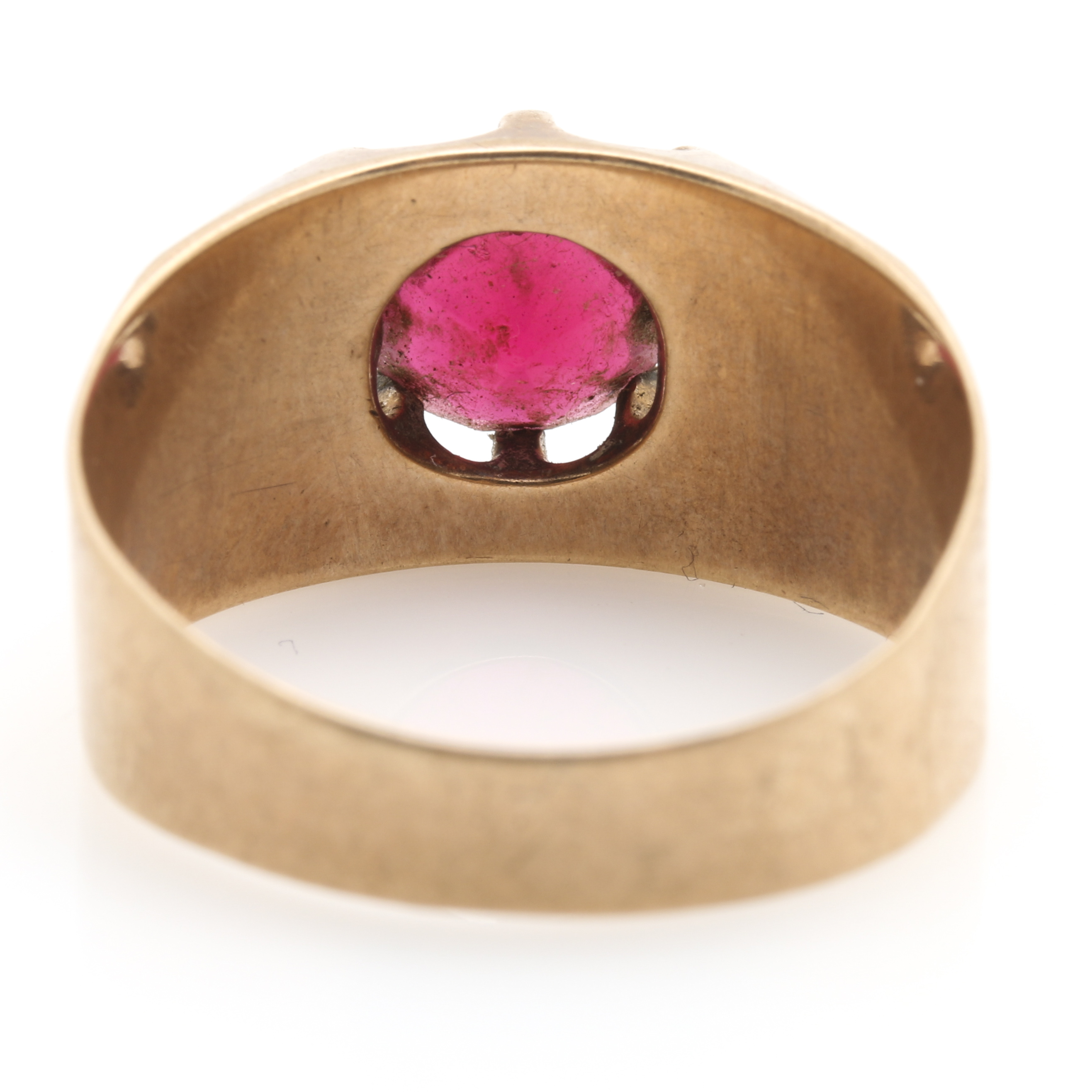 9K Yellow Gold Garnet and Glass Doublet Rings