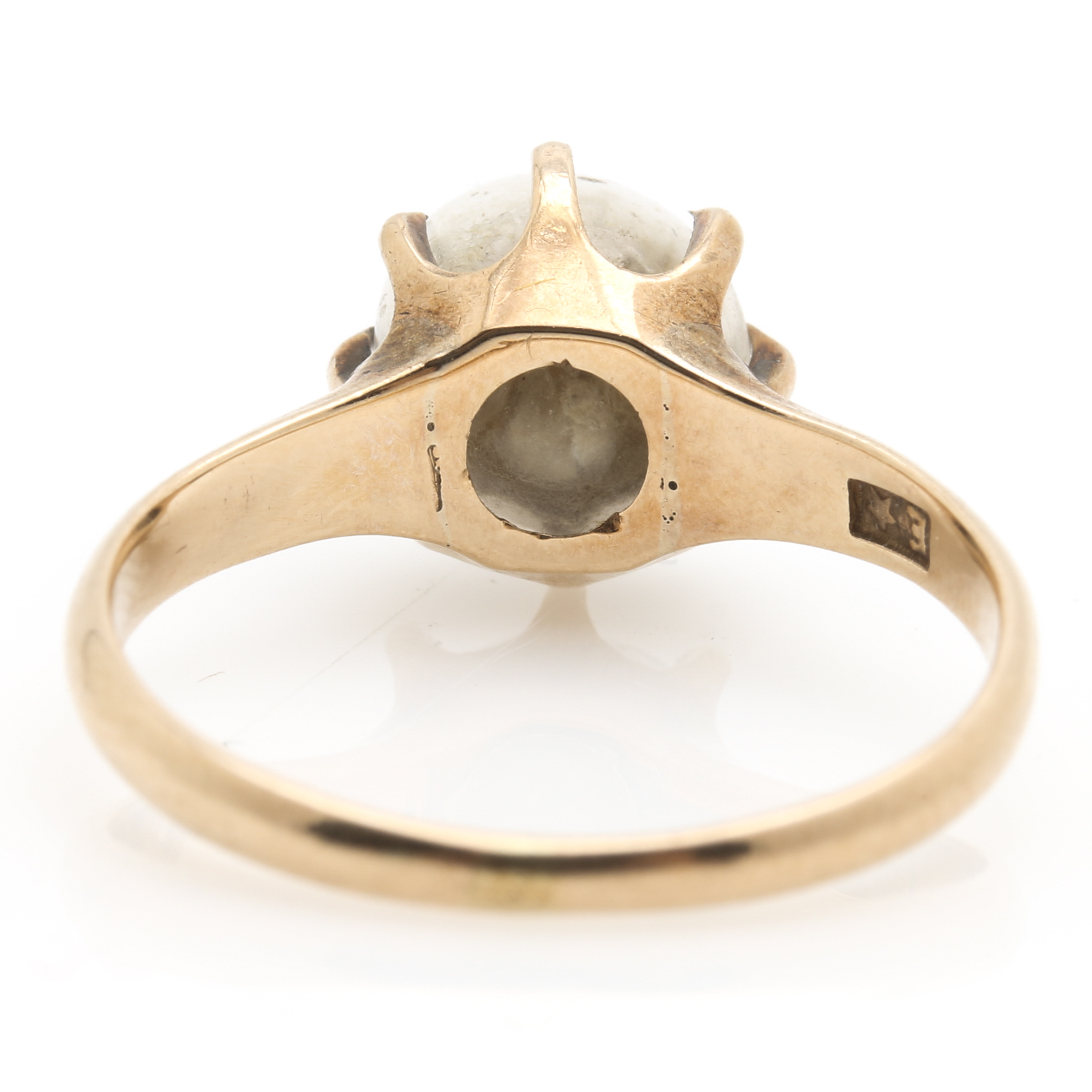 10K Yellow Gold Faux Pearl Ring