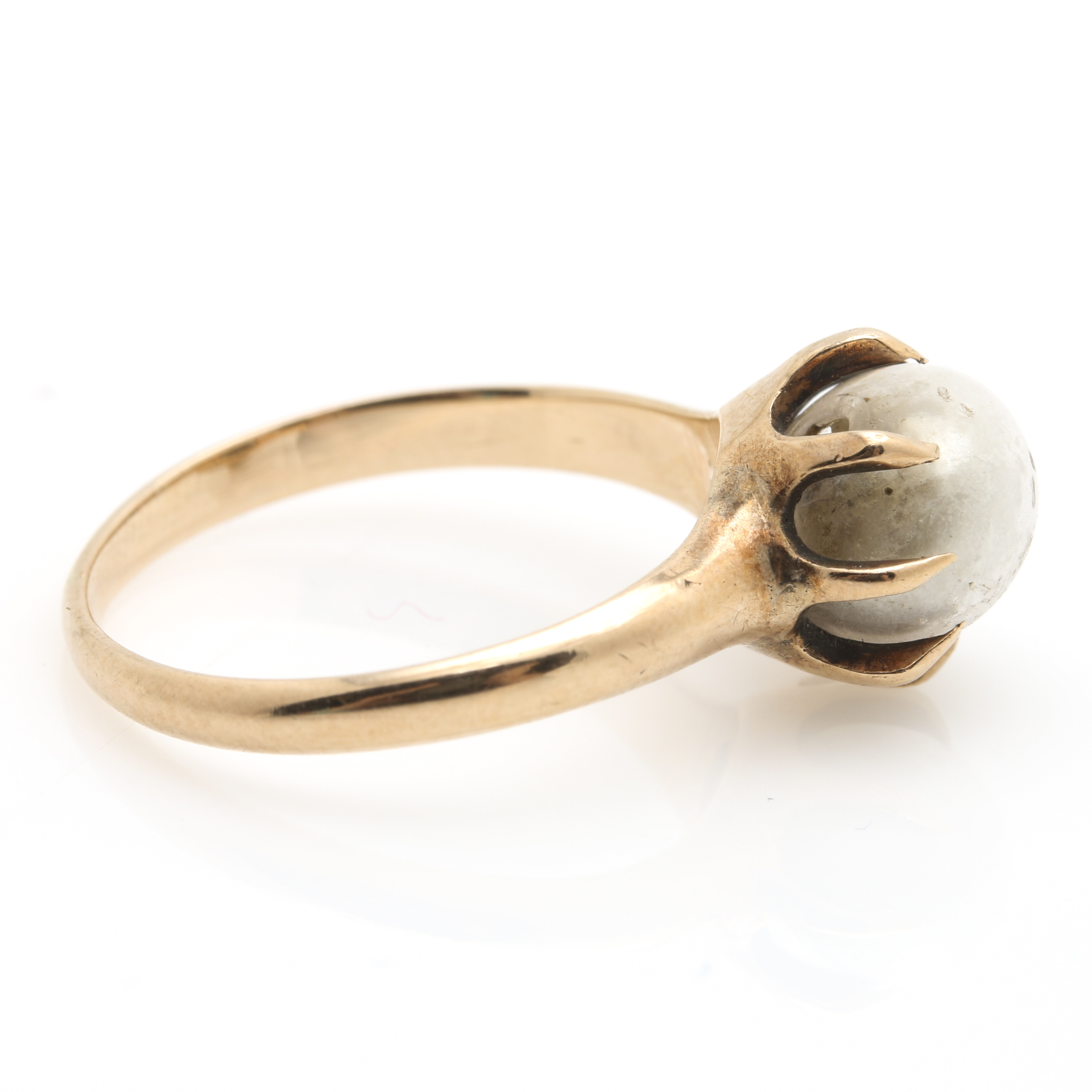 10K Yellow Gold Faux Pearl Ring