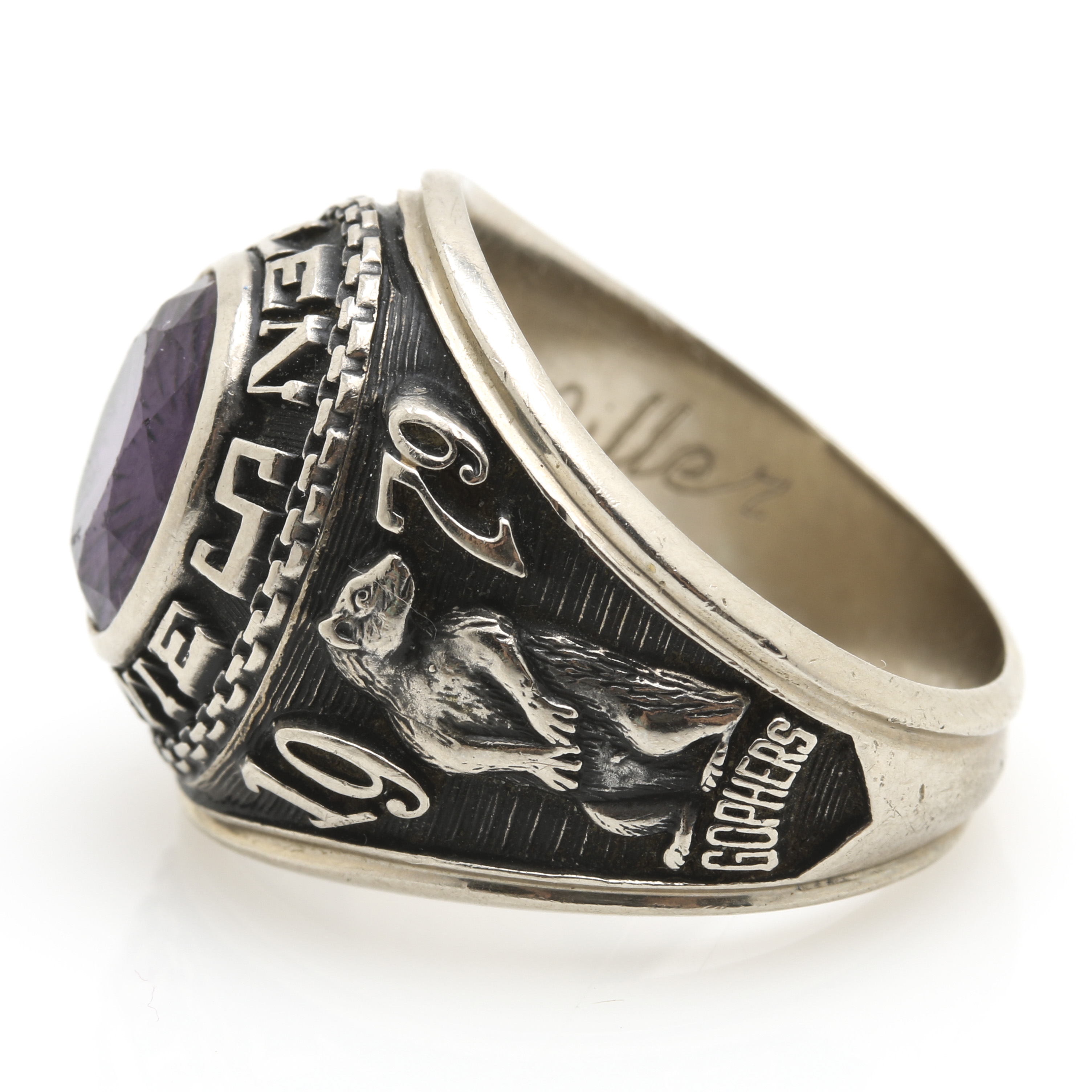10K White Gold Purple Spinel Class Ring