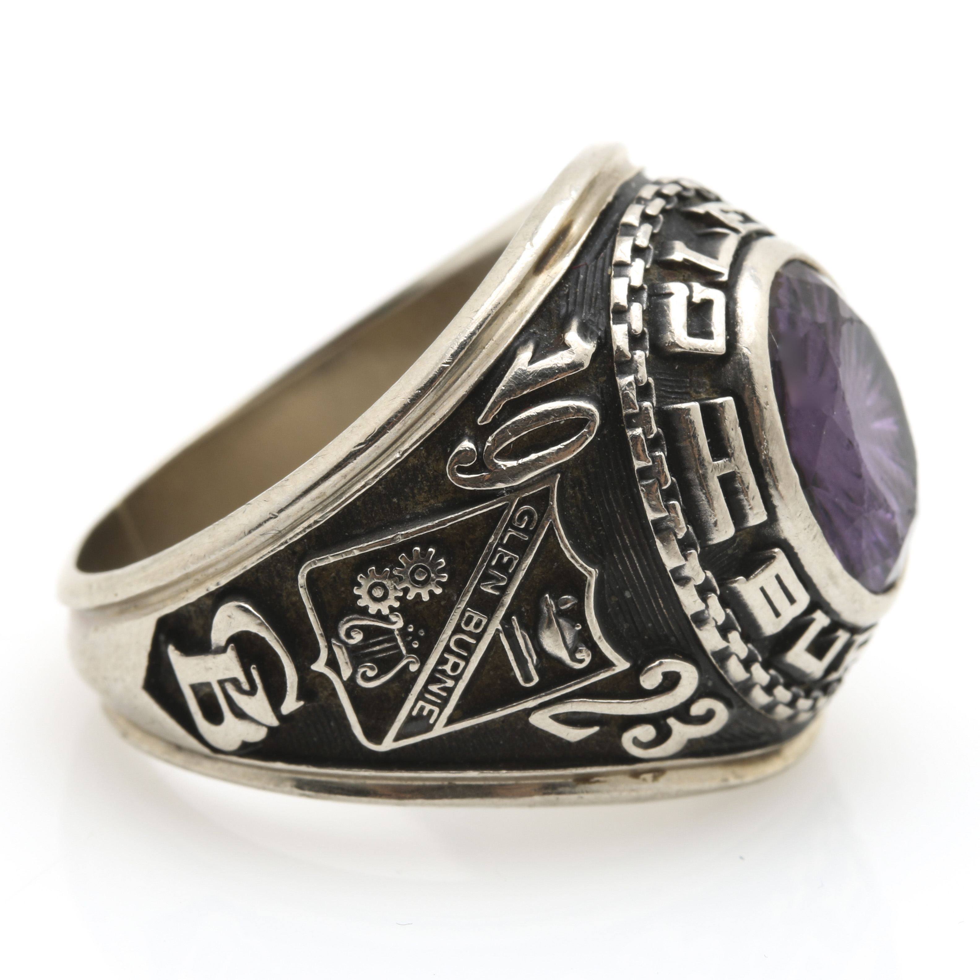 10K White Gold Purple Spinel Class Ring