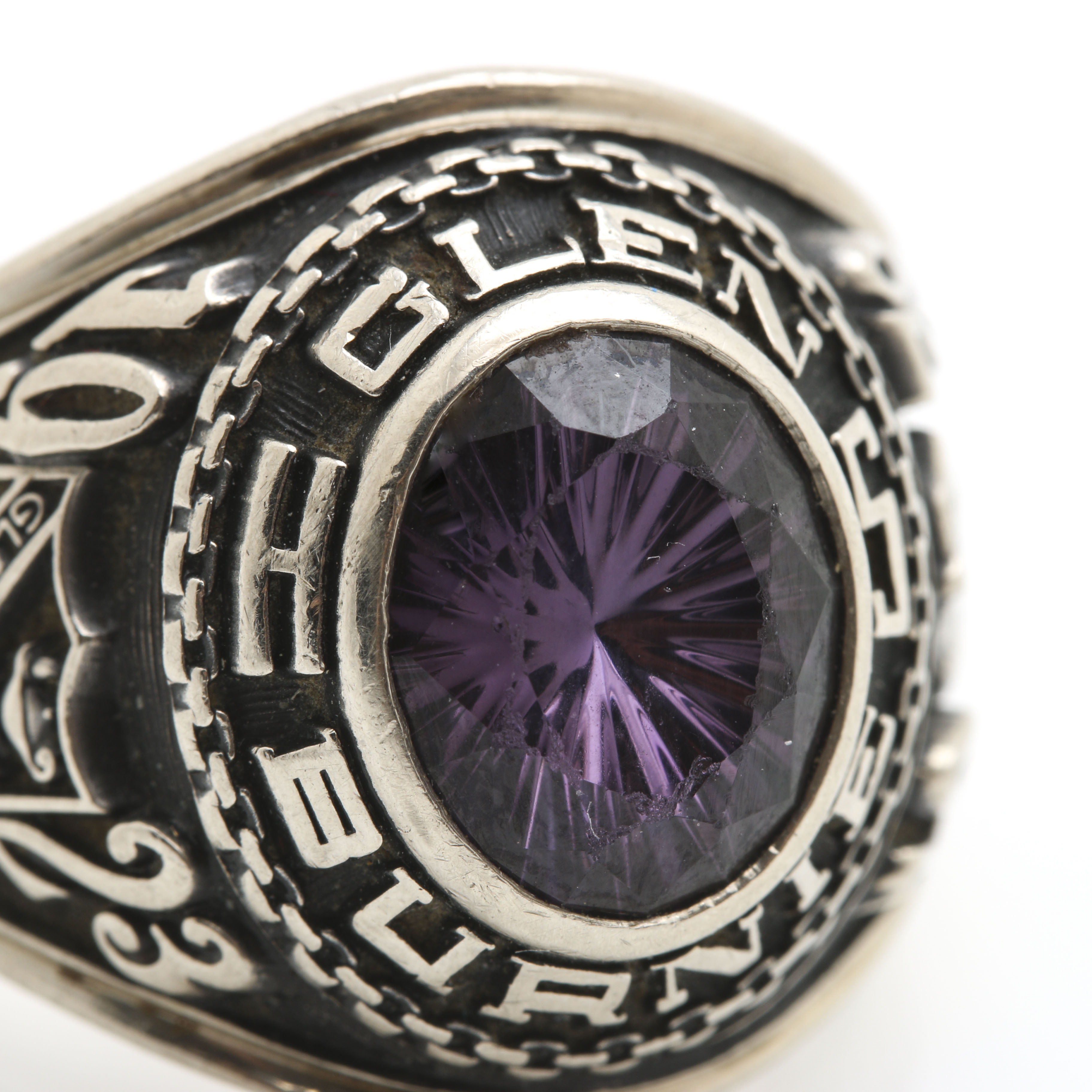 10K White Gold Purple Spinel Class Ring