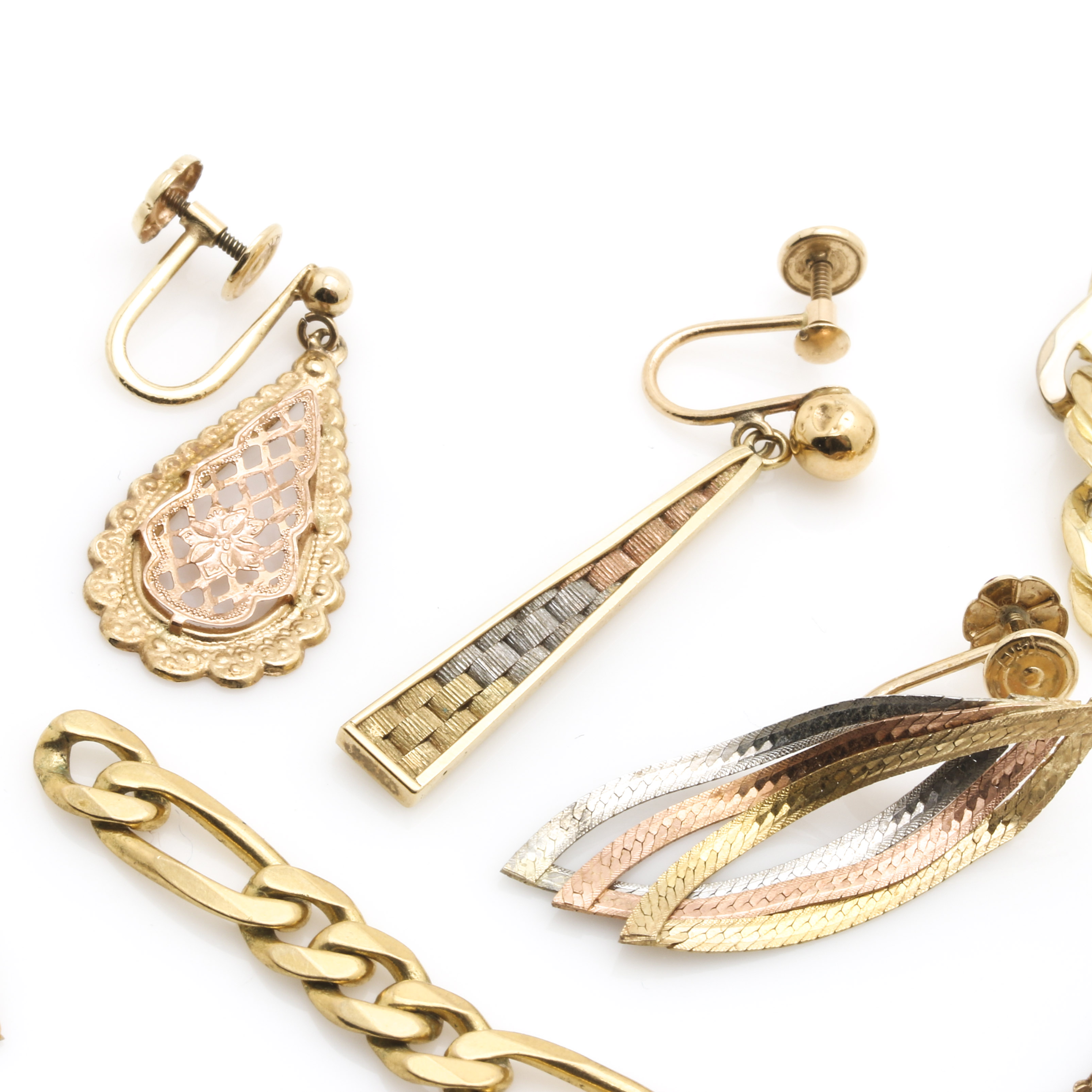 14K Tri-Color Scrap Metal With Diamonds