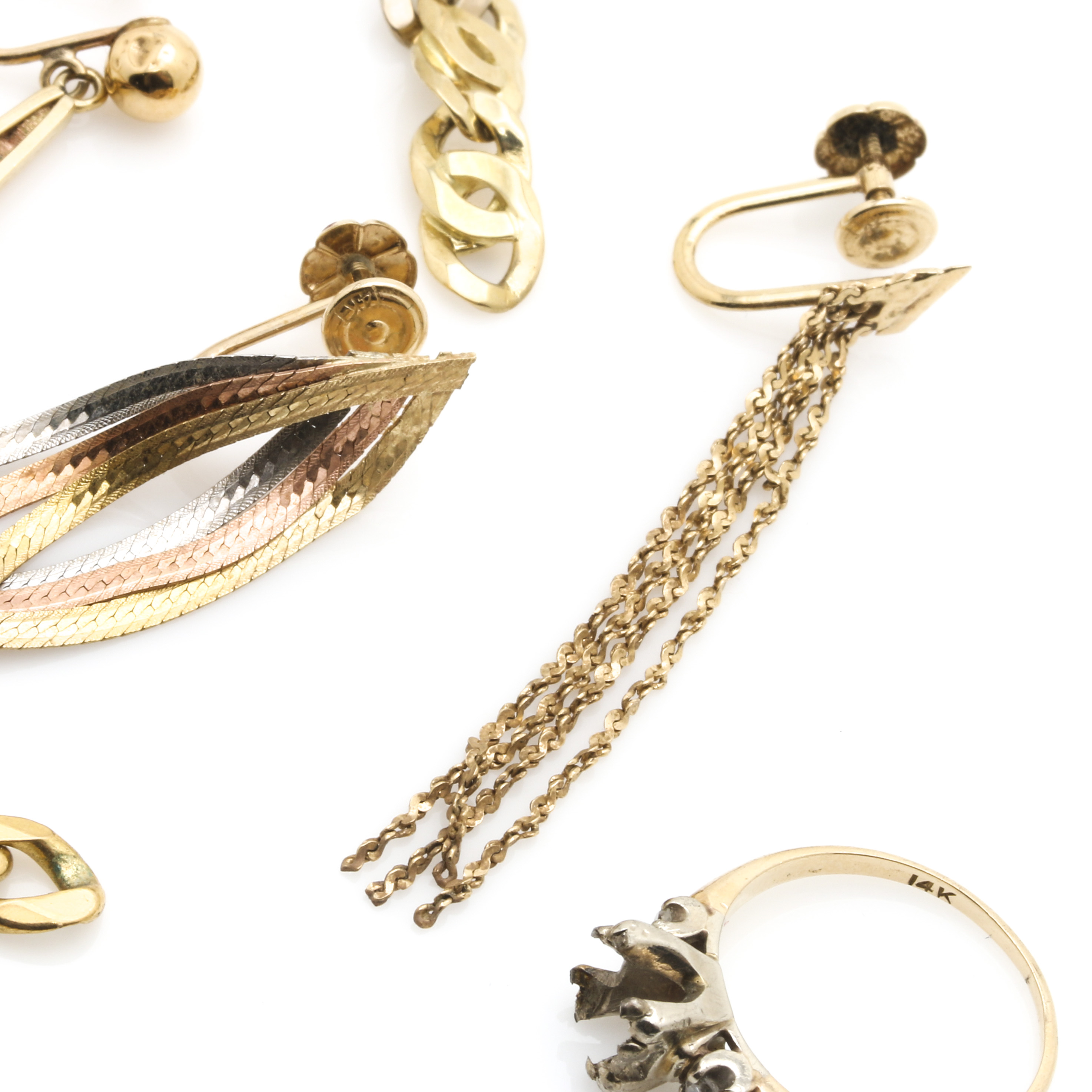 14K Tri-Color Scrap Metal With Diamonds