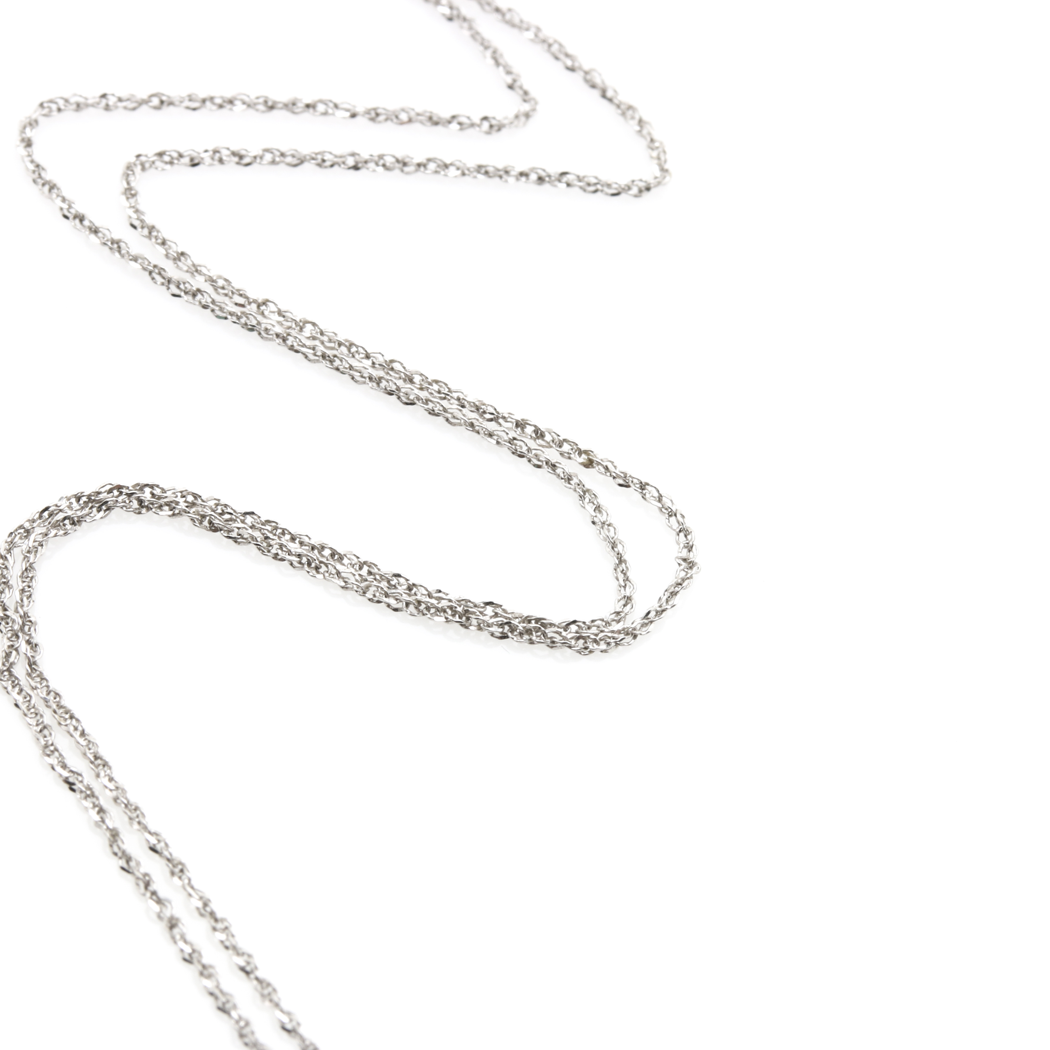 14K White Gold Wheat Chain Necklace