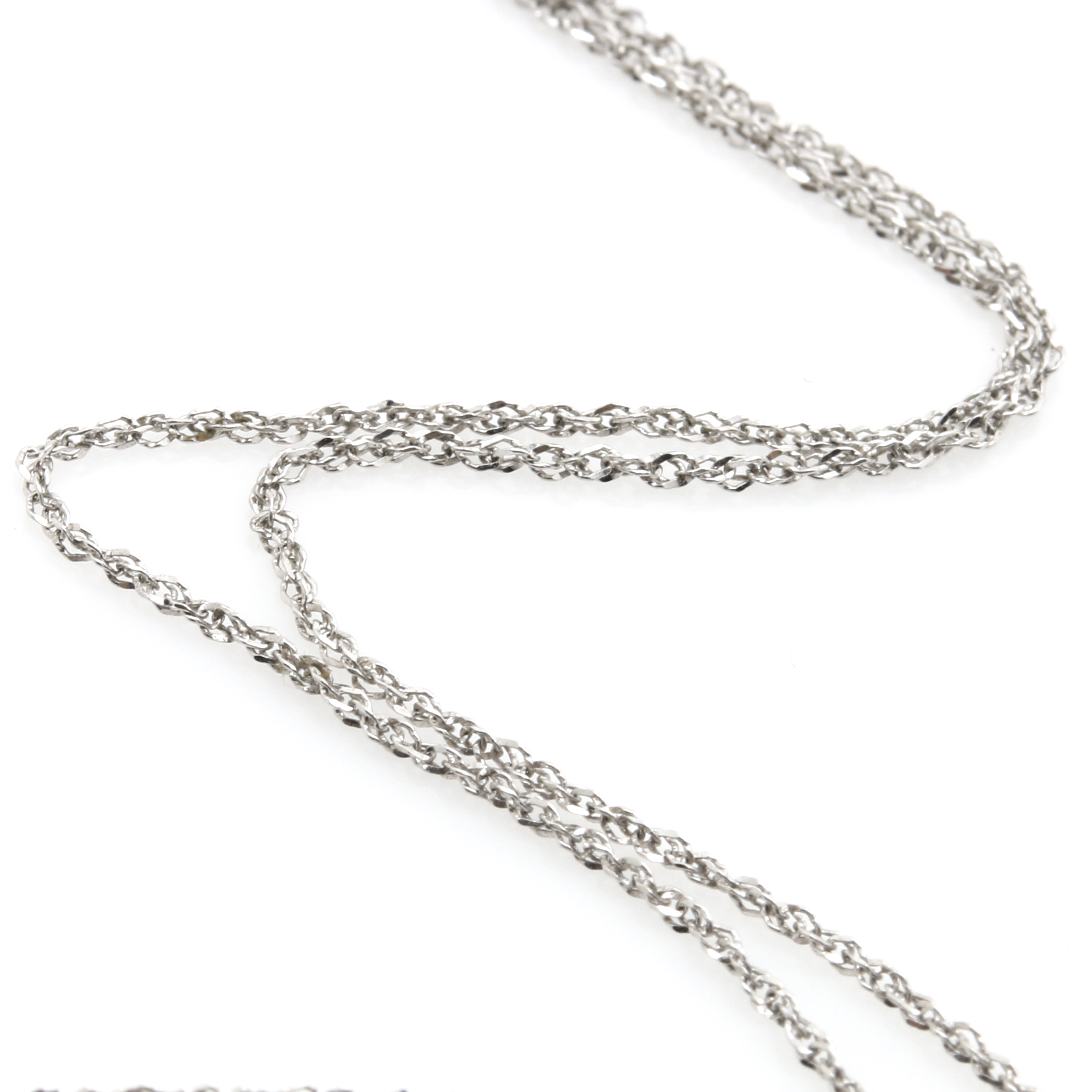 14K White Gold Wheat Chain Necklace
