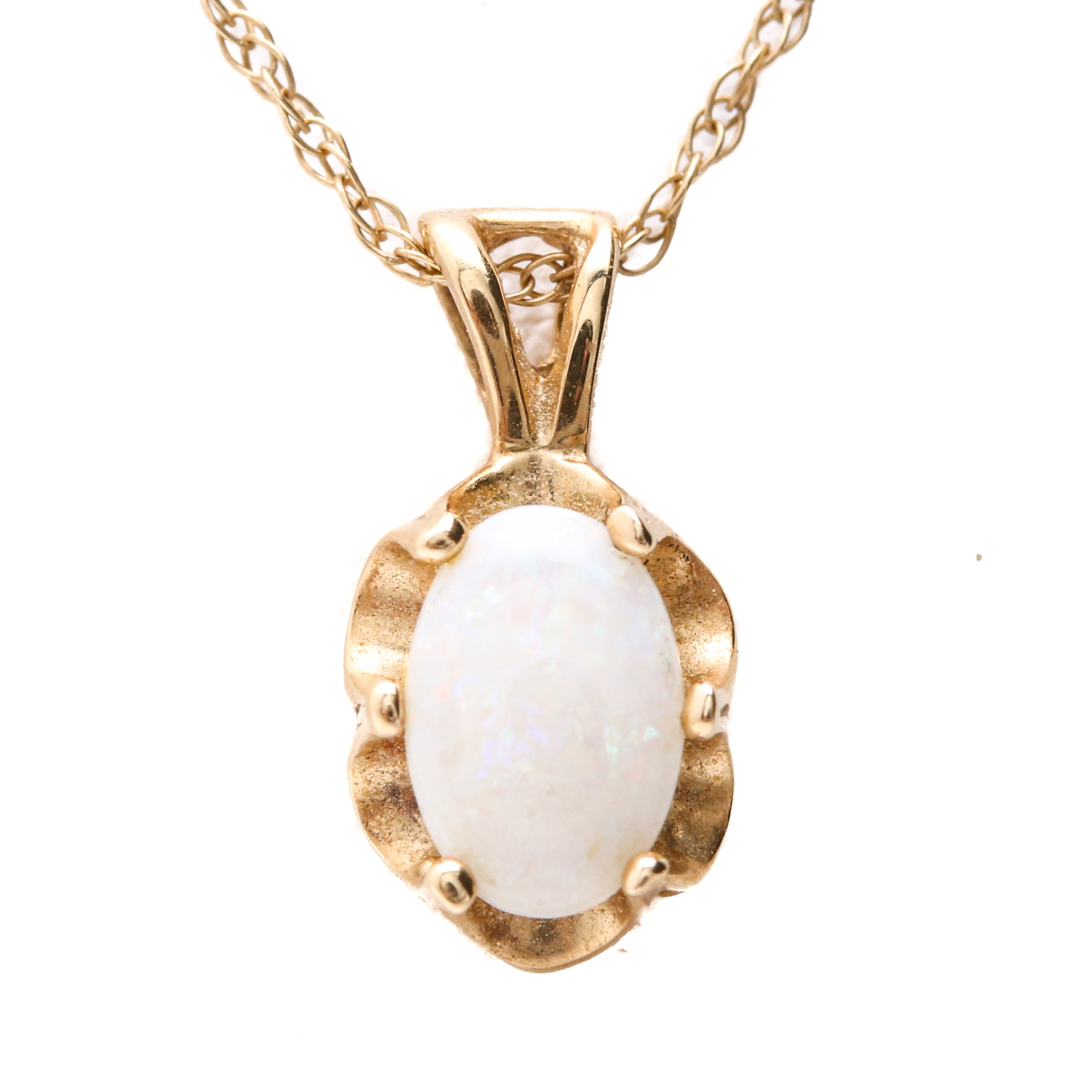 10K Yellow Gold Opal Necklace