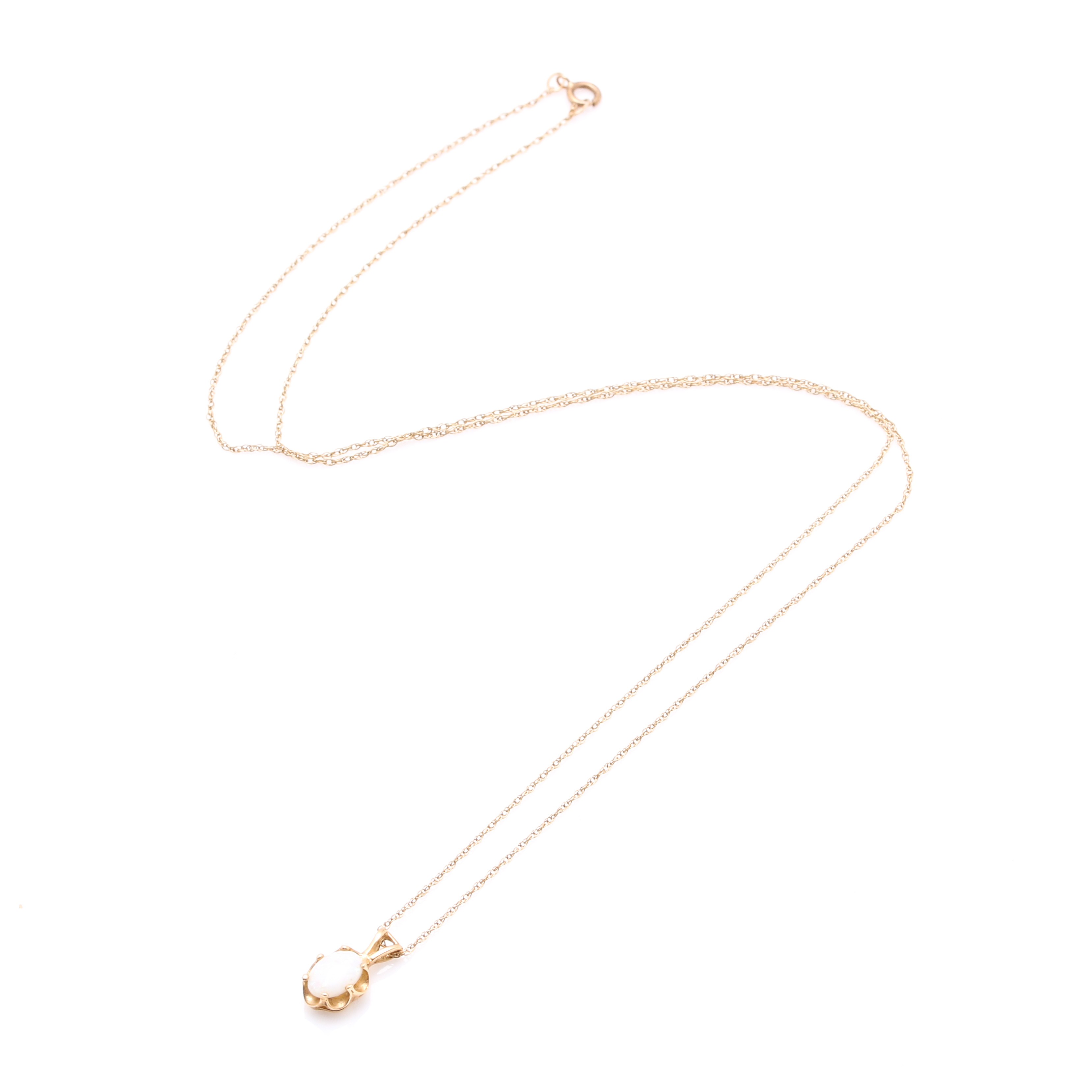 10K Yellow Gold Opal Necklace