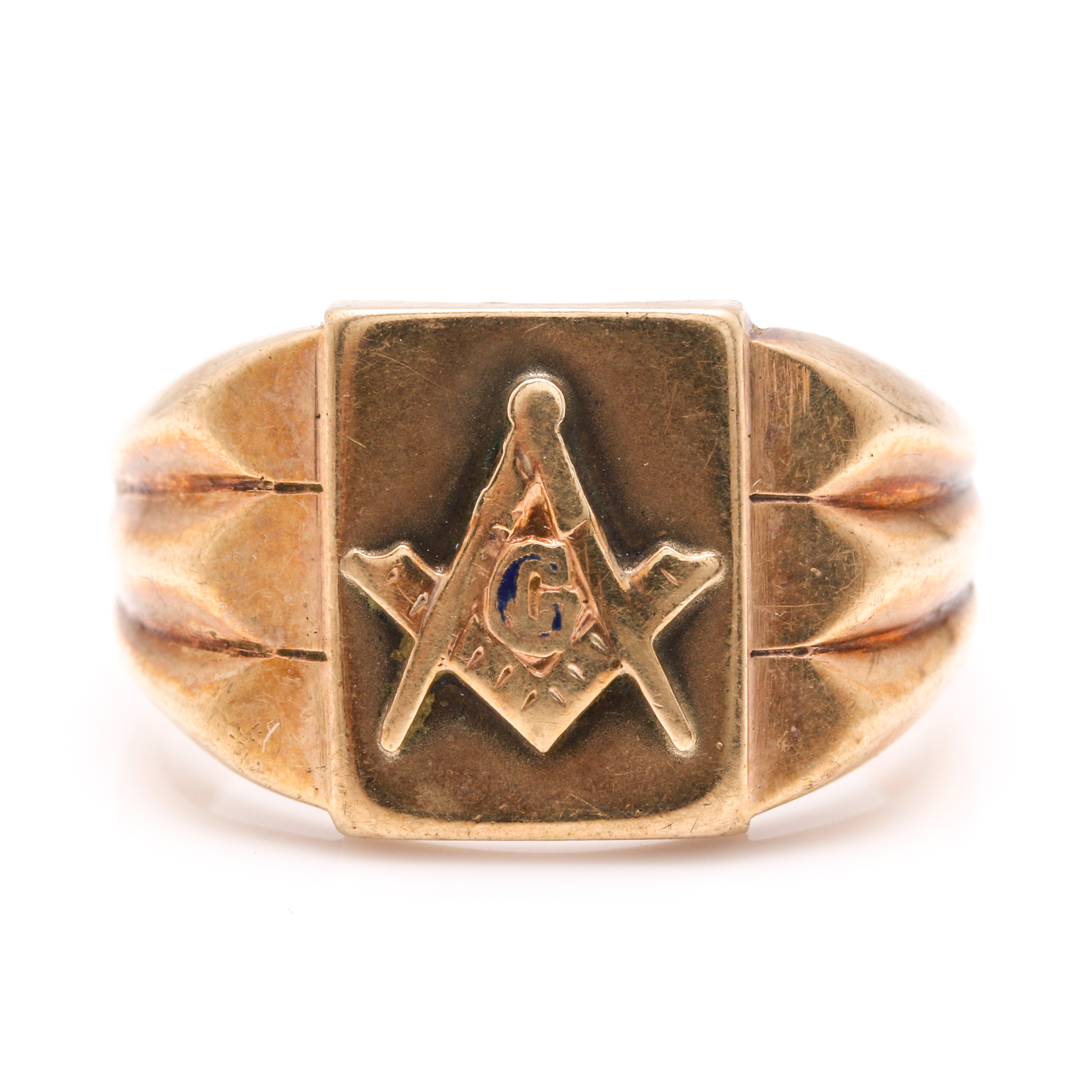 10K Yellow Gold Masonic Signet Ring