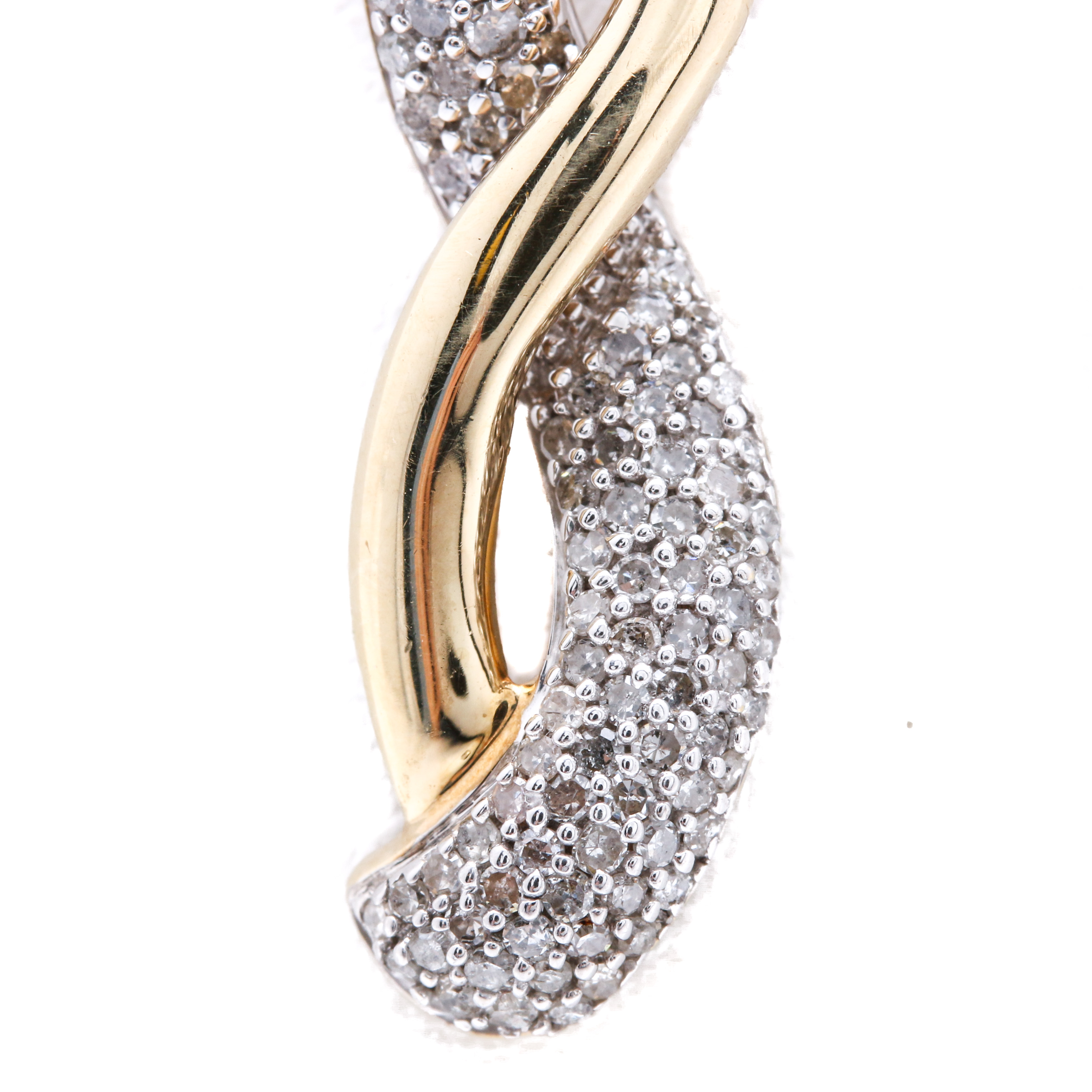 10K Two Tone Gold Diamond Pendant Necklace