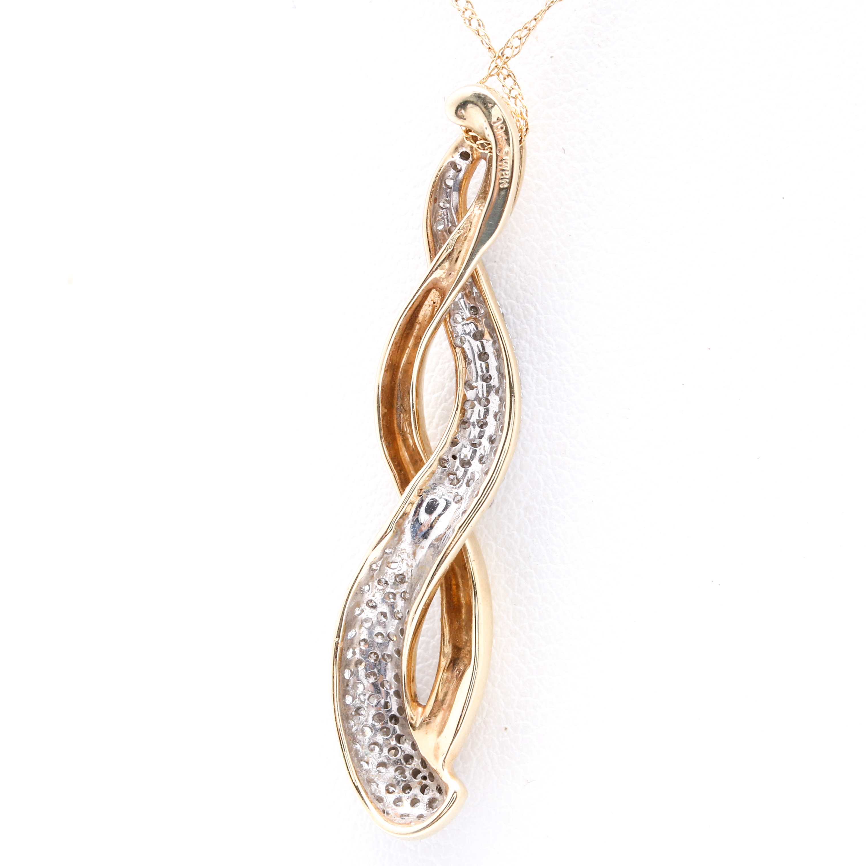 10K Two Tone Gold Diamond Pendant Necklace
