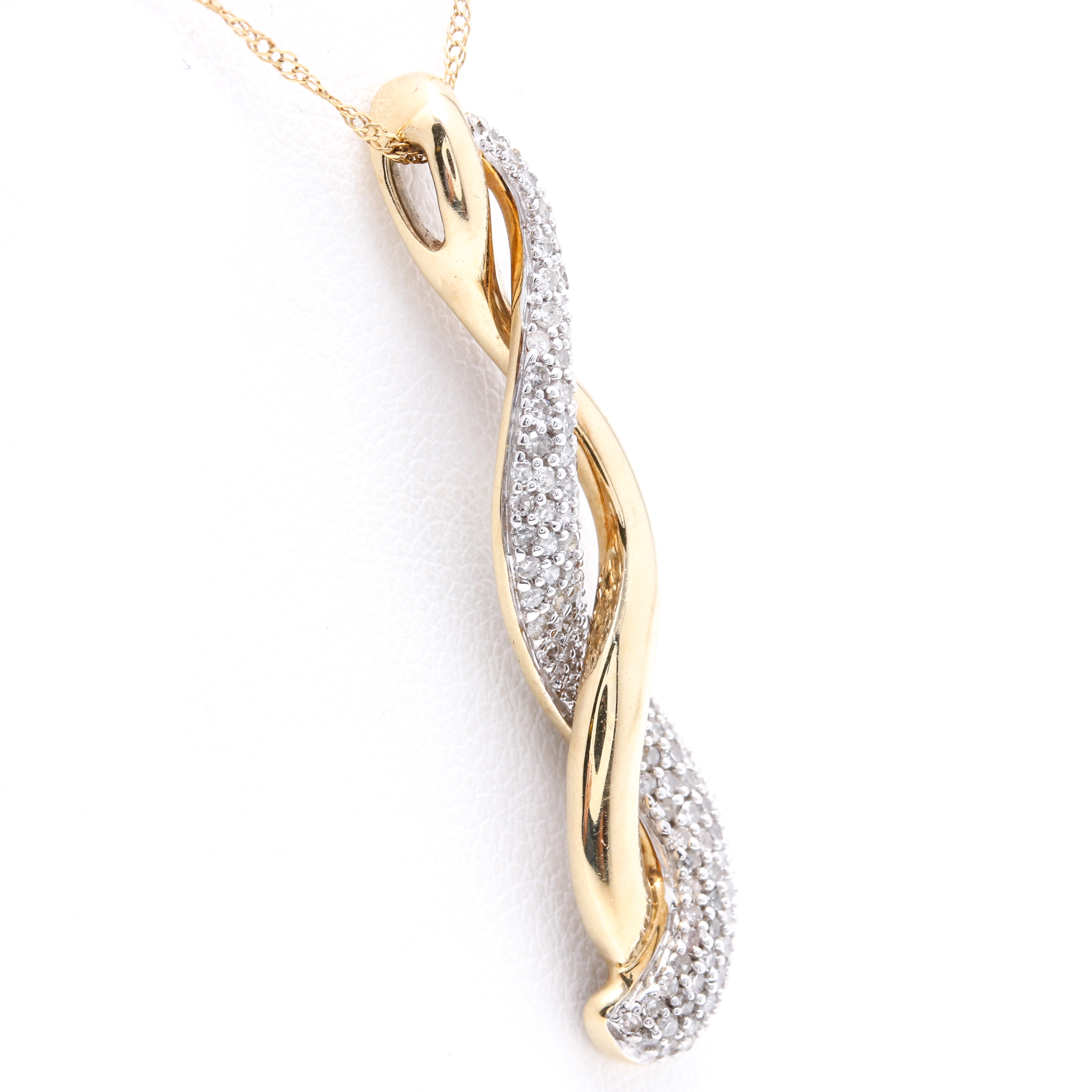 10K Two Tone Gold Diamond Pendant Necklace