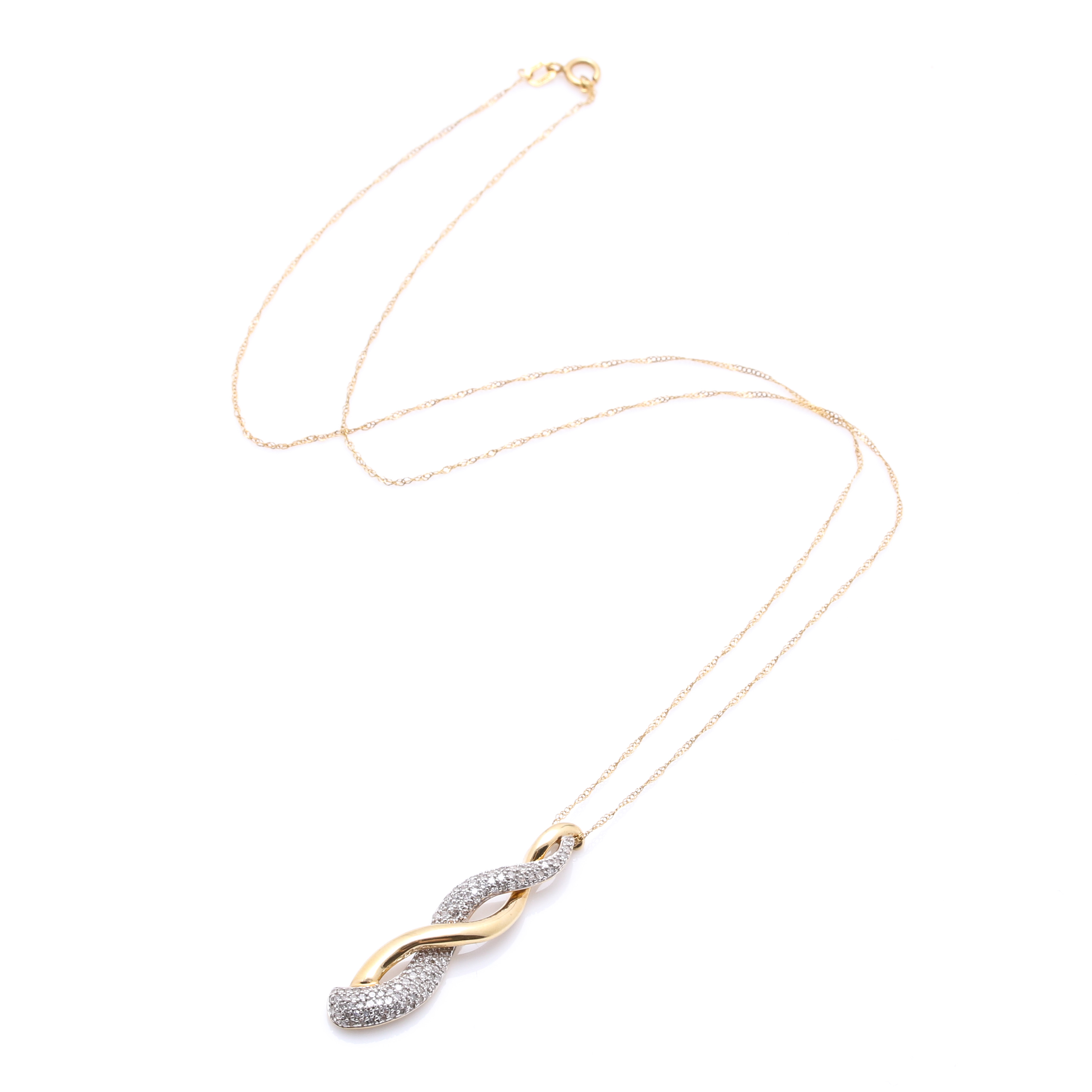 10K Two Tone Gold Diamond Pendant Necklace