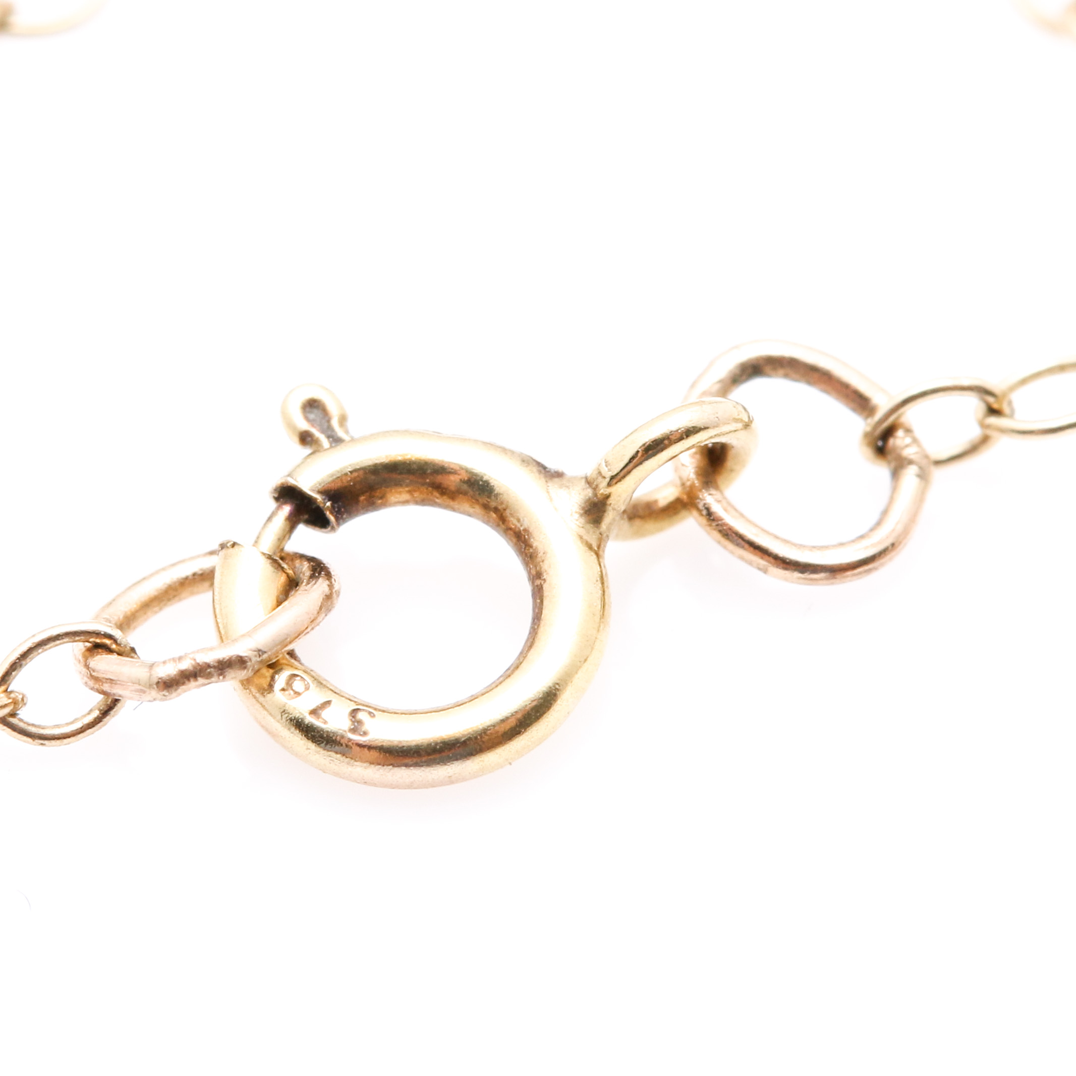 10K Yellow Gold Green Glass Claddagh Pendant Necklace