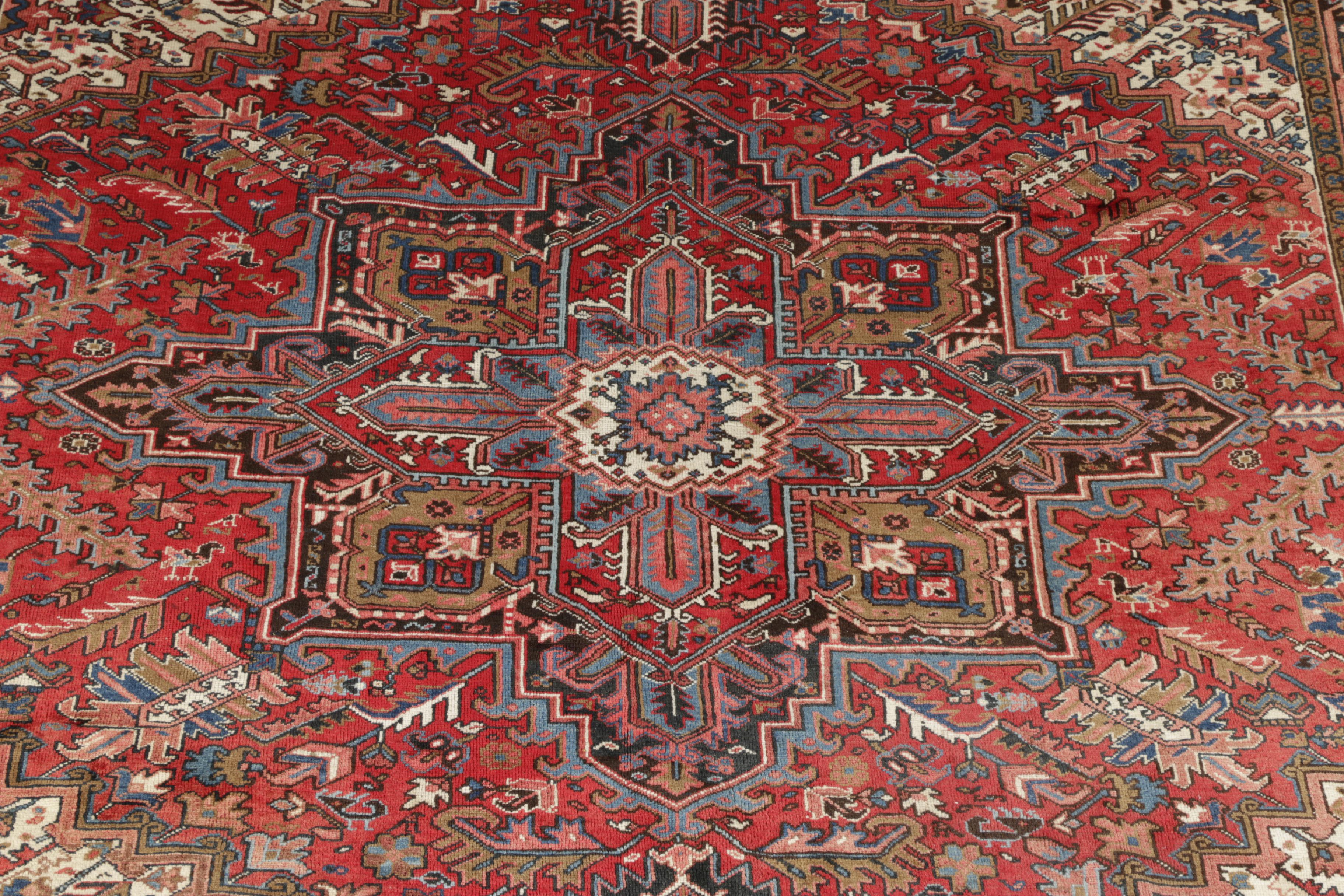 Hand-Knotted Persian Heriz Wool Area Rug