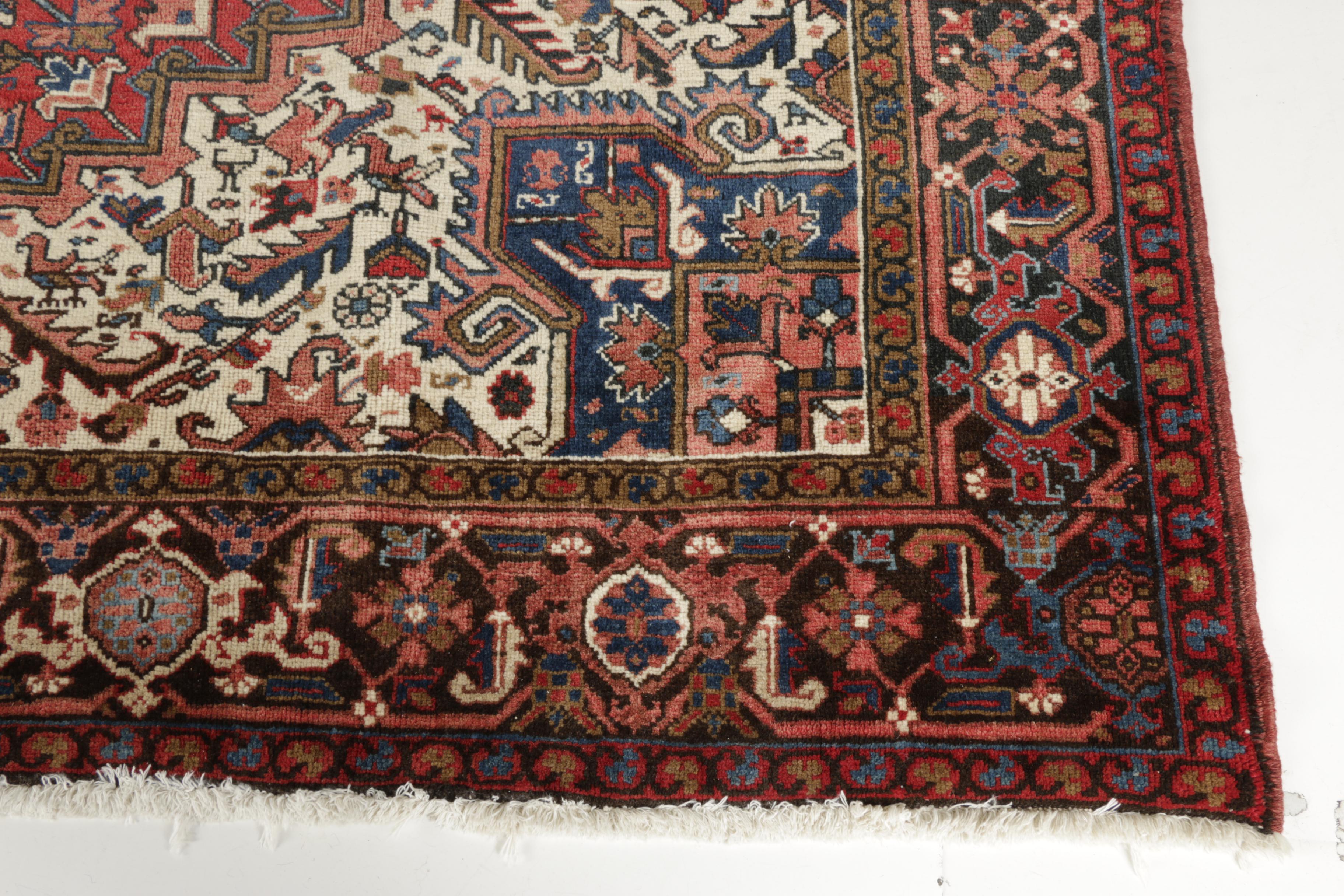 Hand-Knotted Persian Heriz Wool Area Rug
