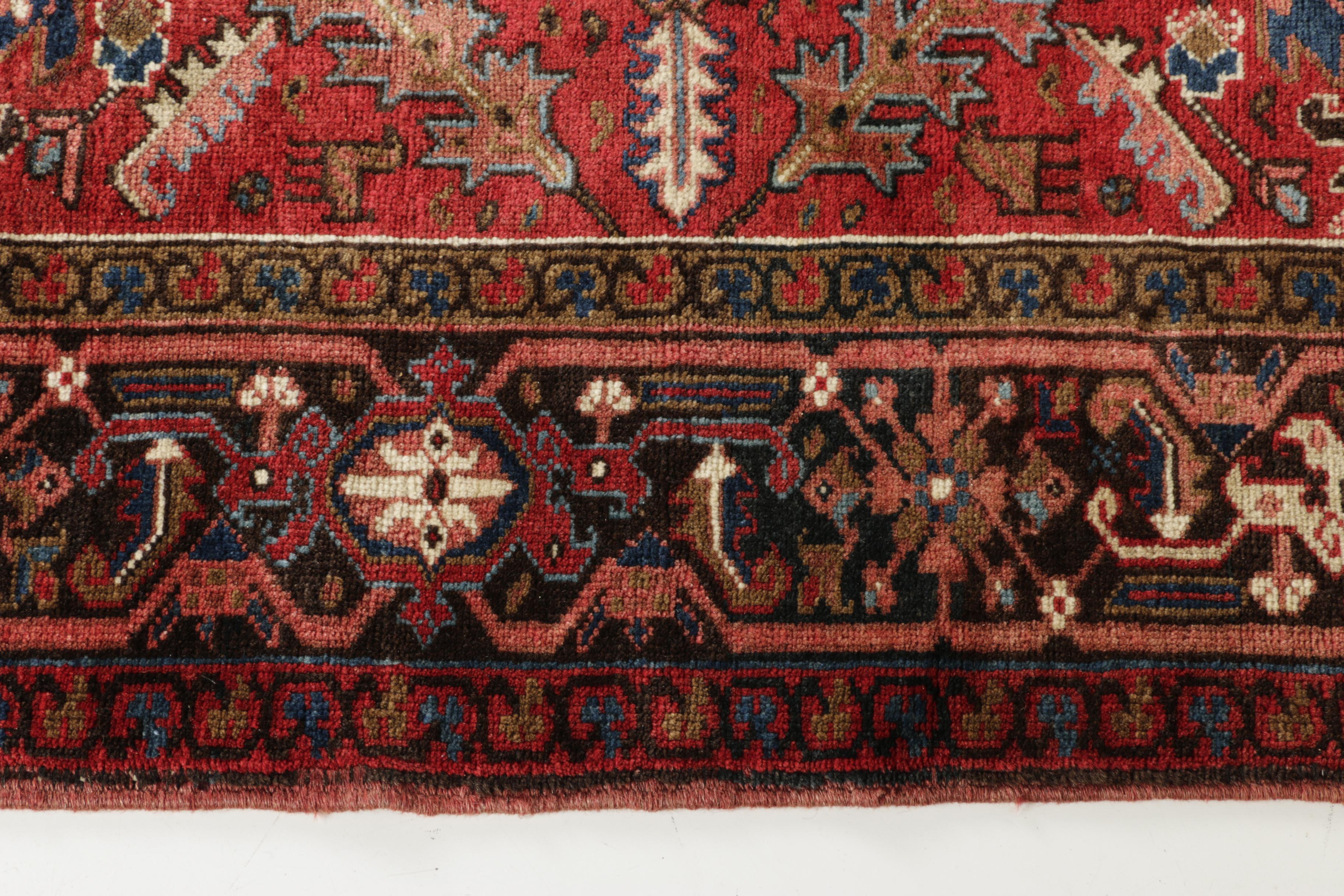 Hand-Knotted Persian Heriz Wool Area Rug