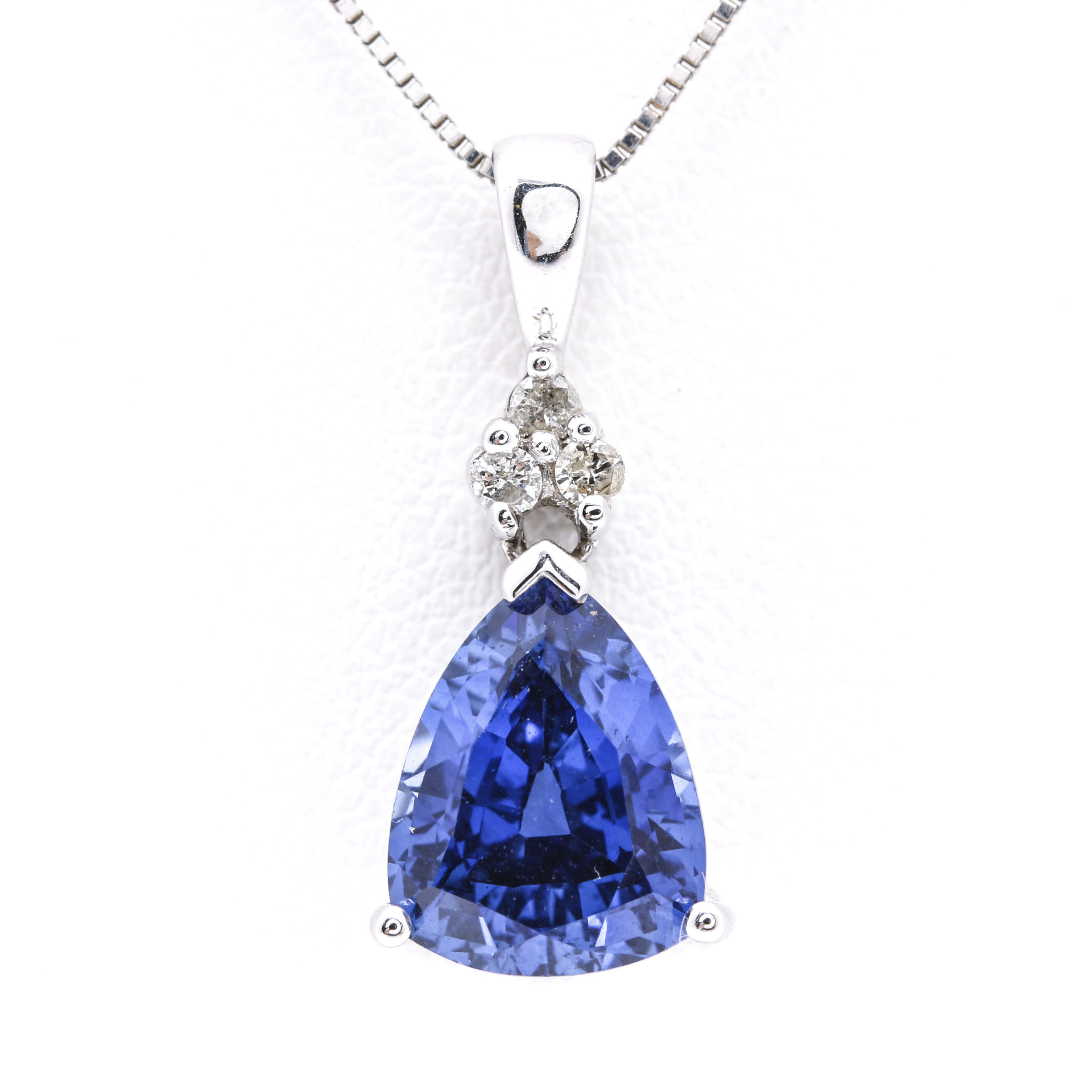 14K White Gold Sapphire and Diamond Necklace