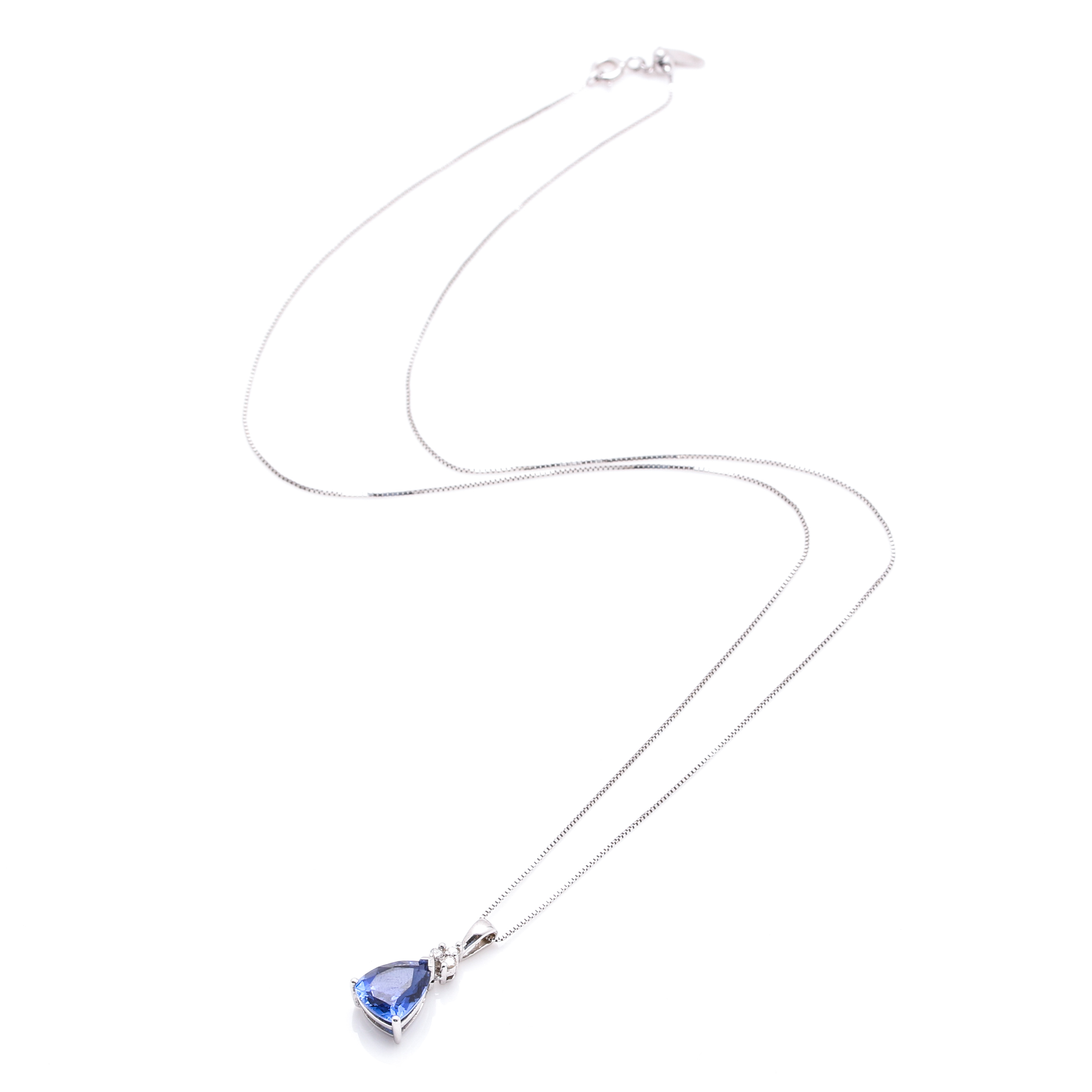 14K White Gold Sapphire and Diamond Necklace
