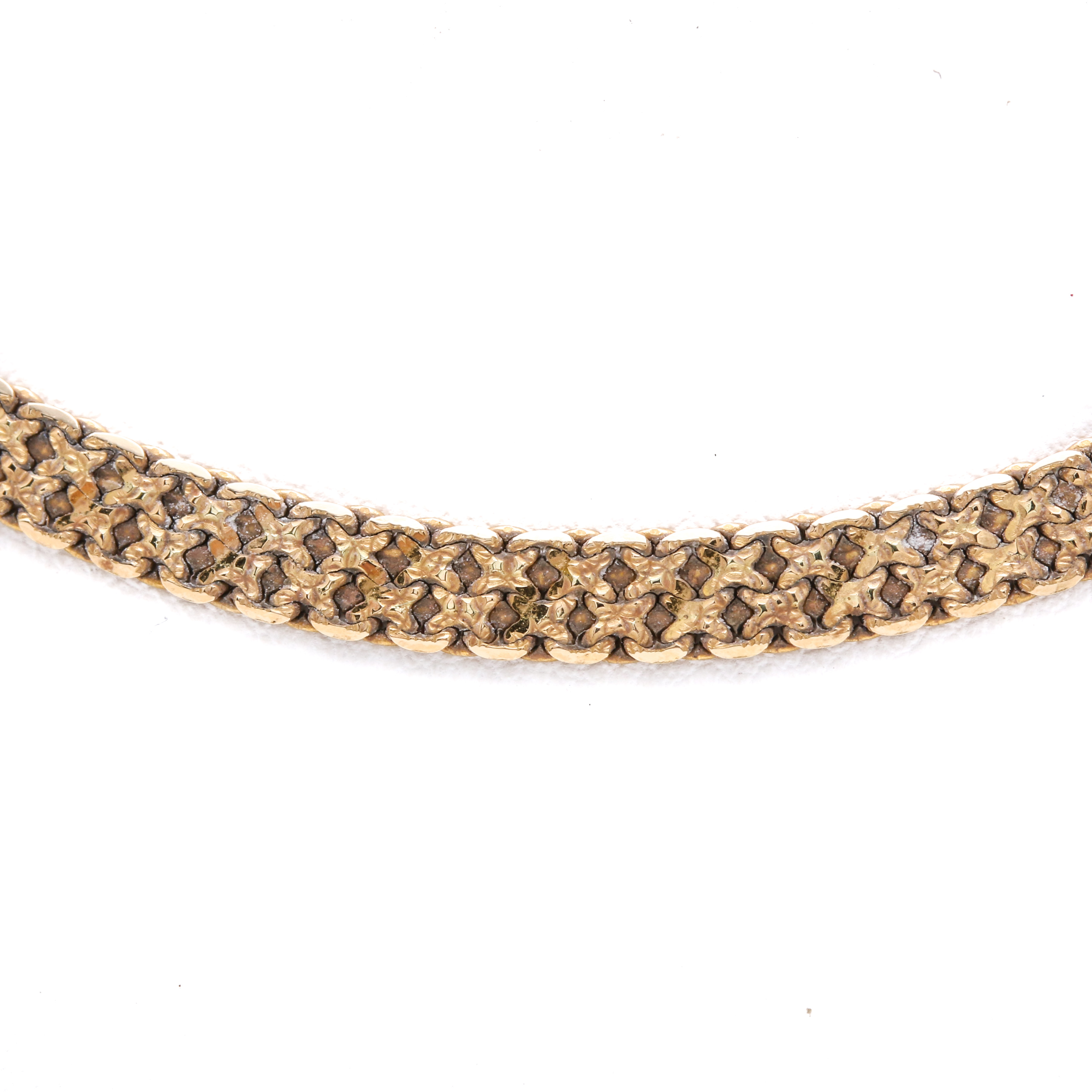 14K Yellow Gold Fancy Woven Link Necklace