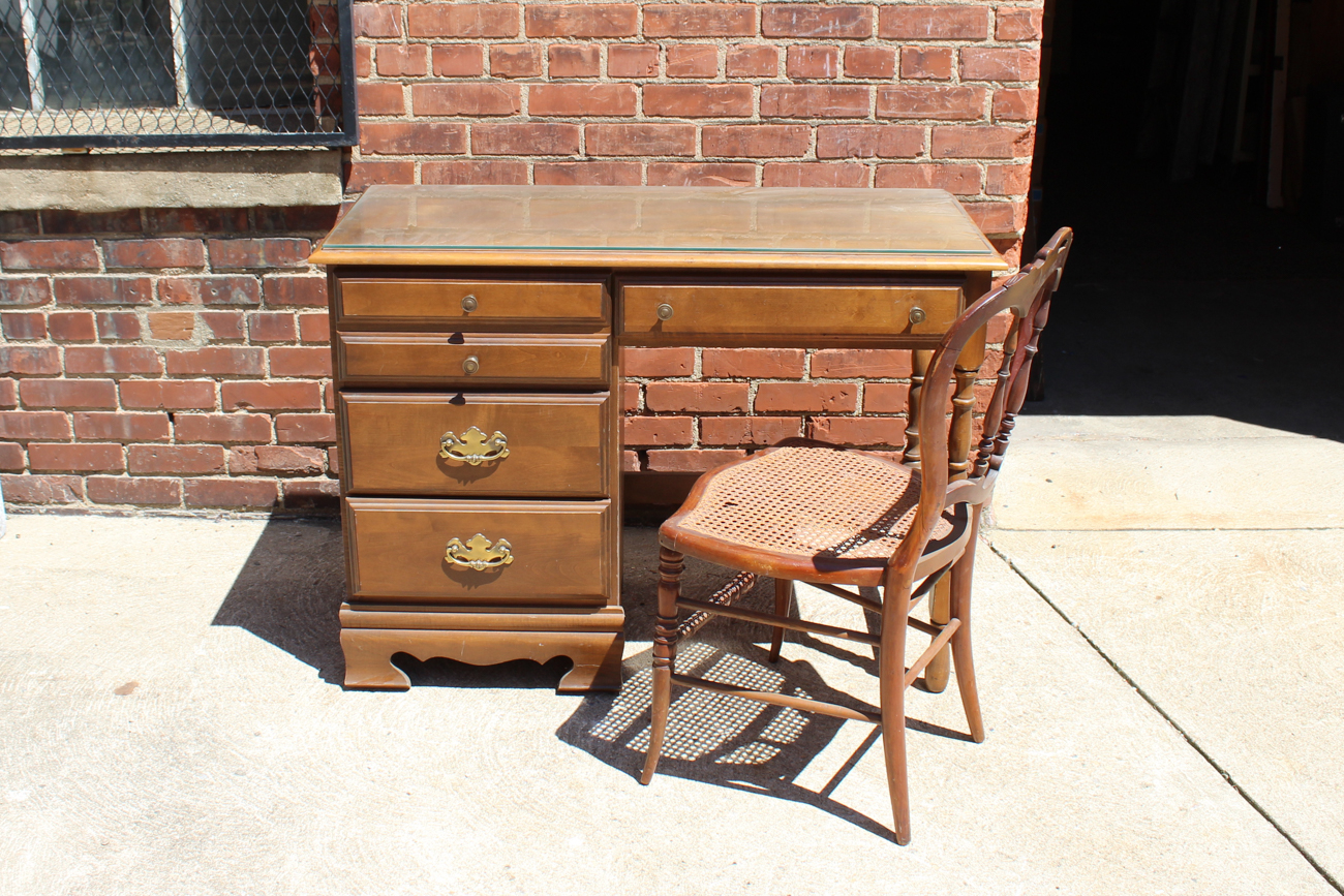 Federal Style Knee Hole Desk with Victorian Chair