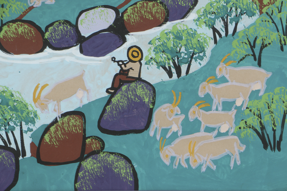 Signed Chinese Gouache Painting