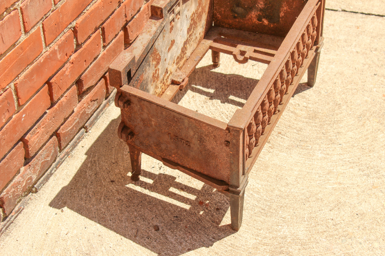 Antique Cast Iron Fireplace Log Grate