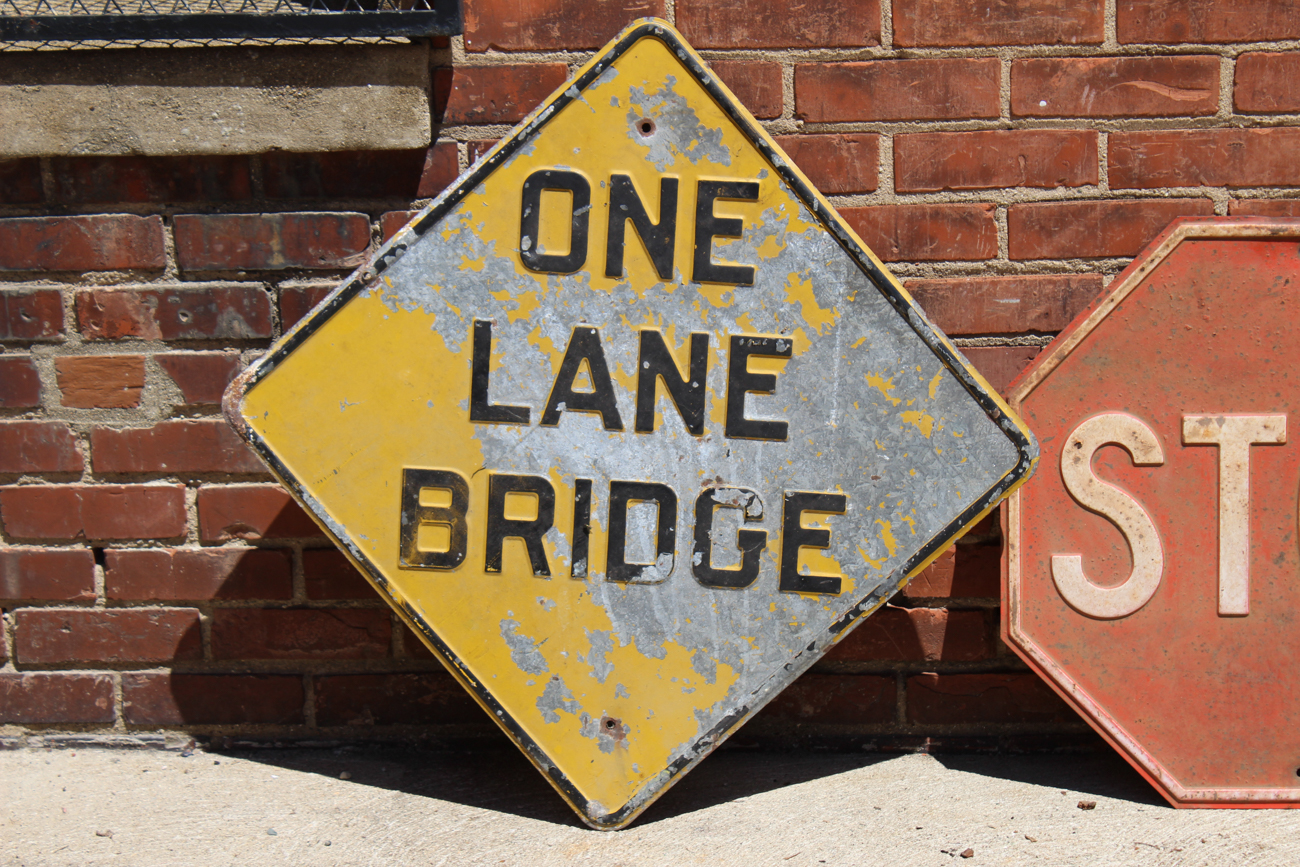 Pair Of Embossed Steel Street Signs