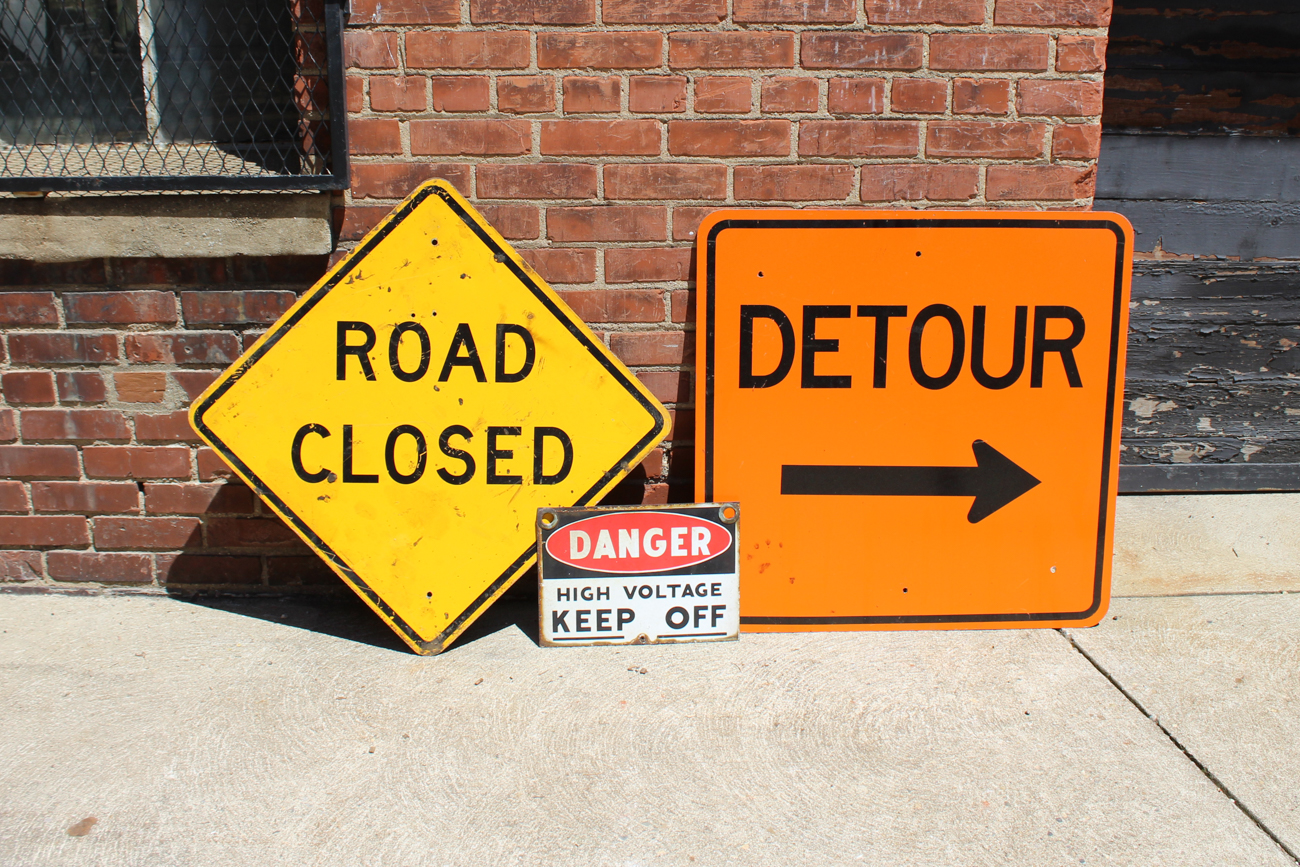Vintage Steel and Porcelain Warning Signs