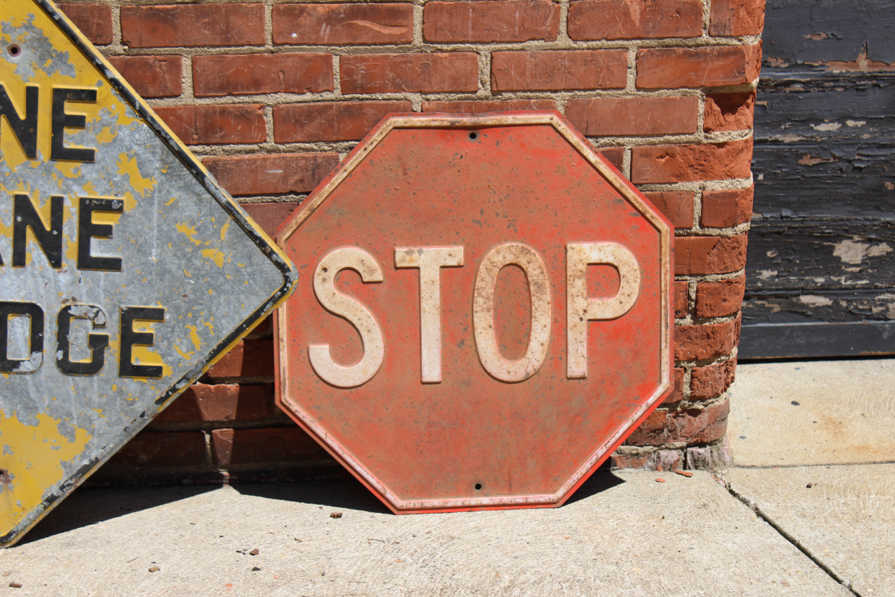 Pair Of Embossed Steel Street Signs