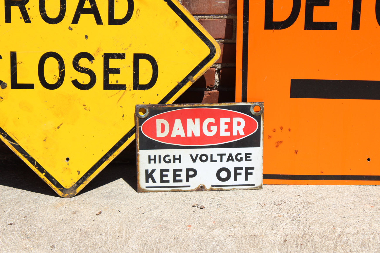 Vintage Steel and Porcelain Warning Signs