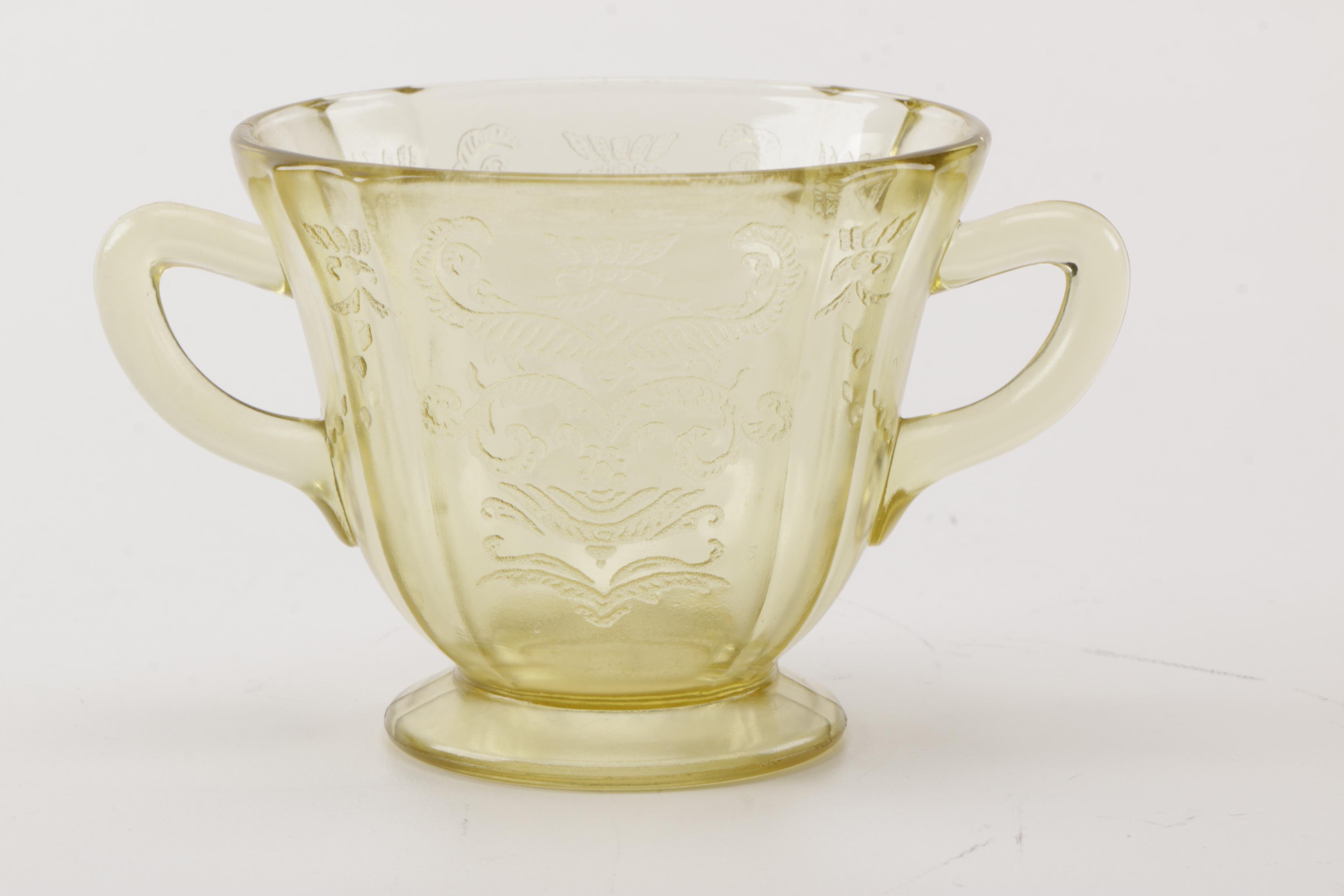 Vintage Apothecary Jars and Yellow Depression Glass Serveware