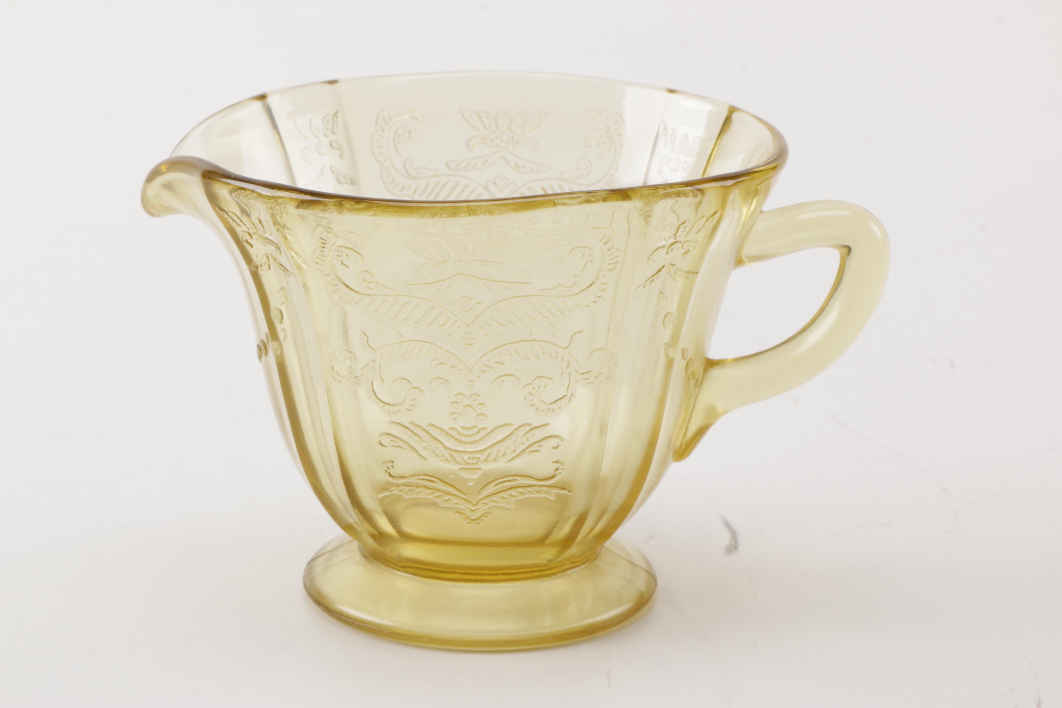 Vintage Apothecary Jars and Yellow Depression Glass Serveware