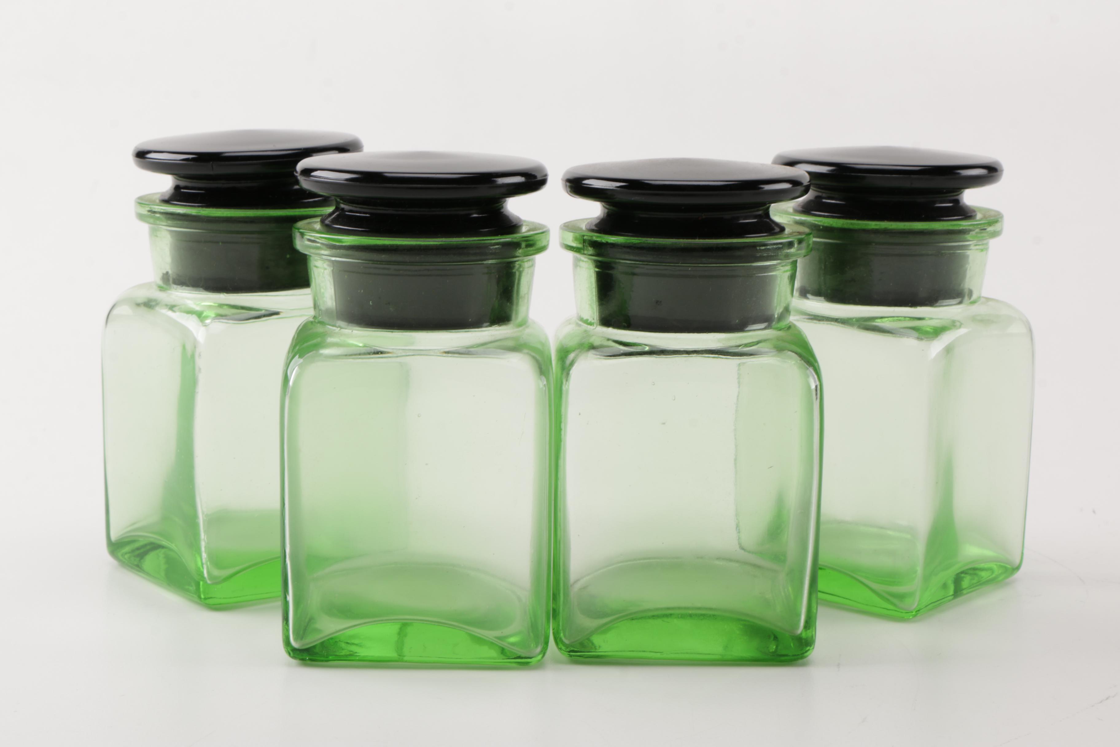 Vintage Apothecary Jars and Yellow Depression Glass Serveware