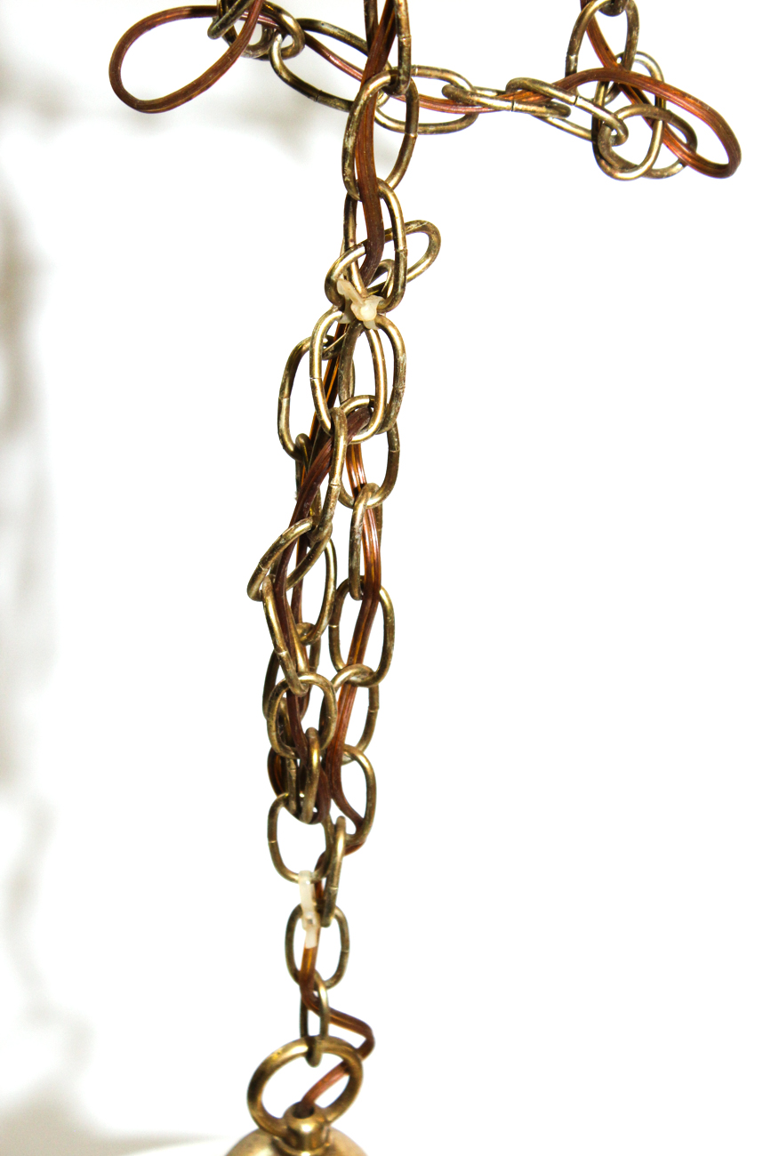 Vintage White Glass Pendant Light With Brass Frame