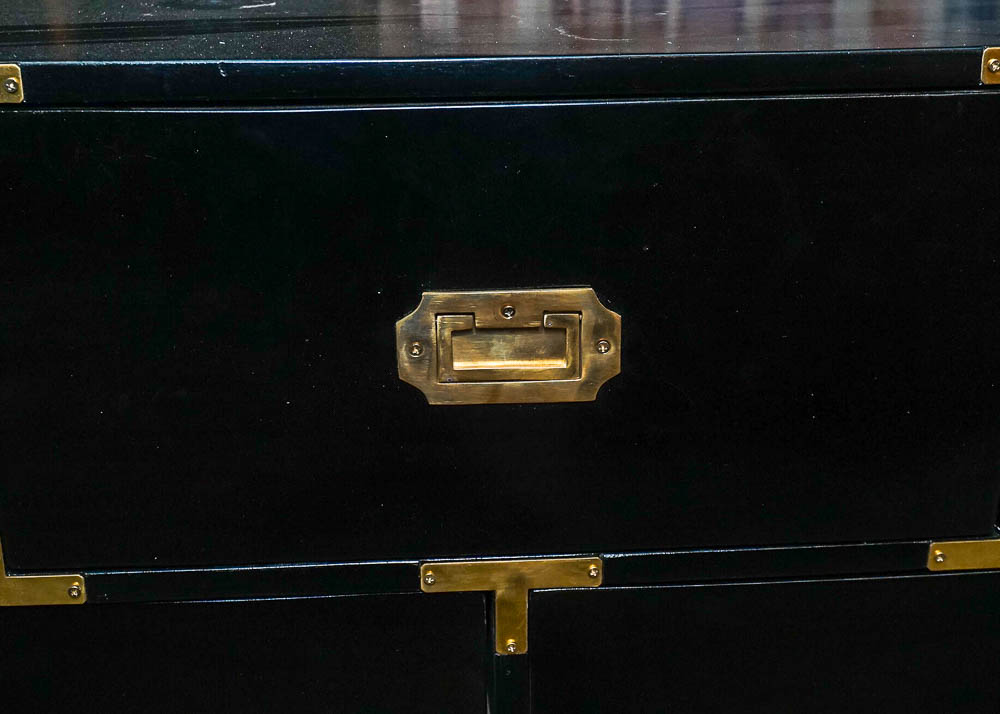 Vintage Campaign Style Seven Drawer Black Dresser