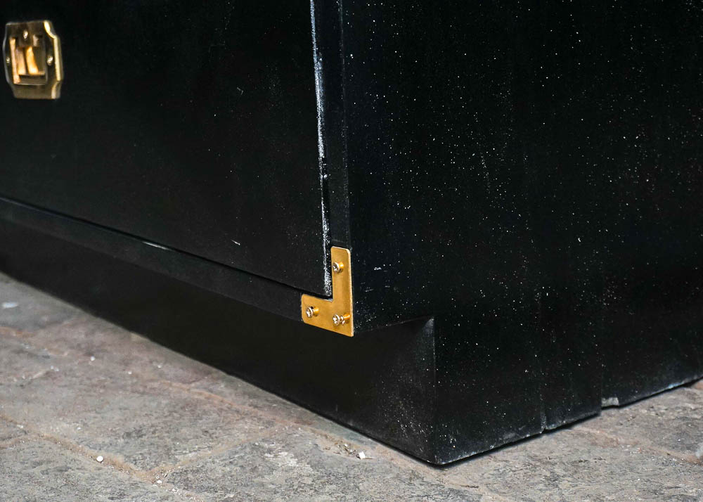 Vintage Campaign Style Seven Drawer Black Dresser