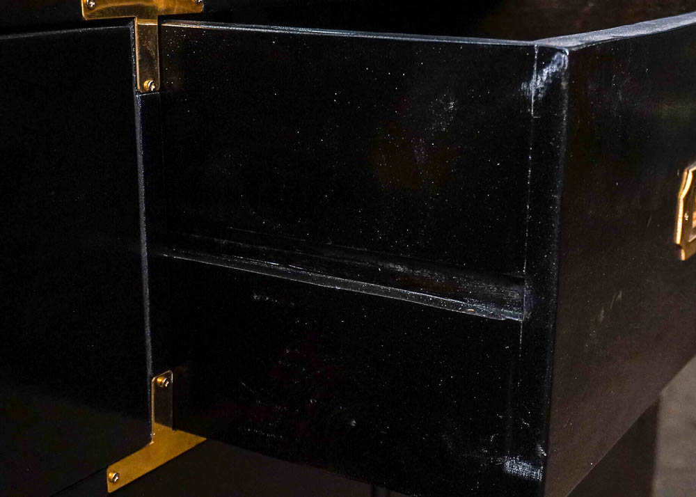 Vintage Campaign Style Seven Drawer Black Dresser