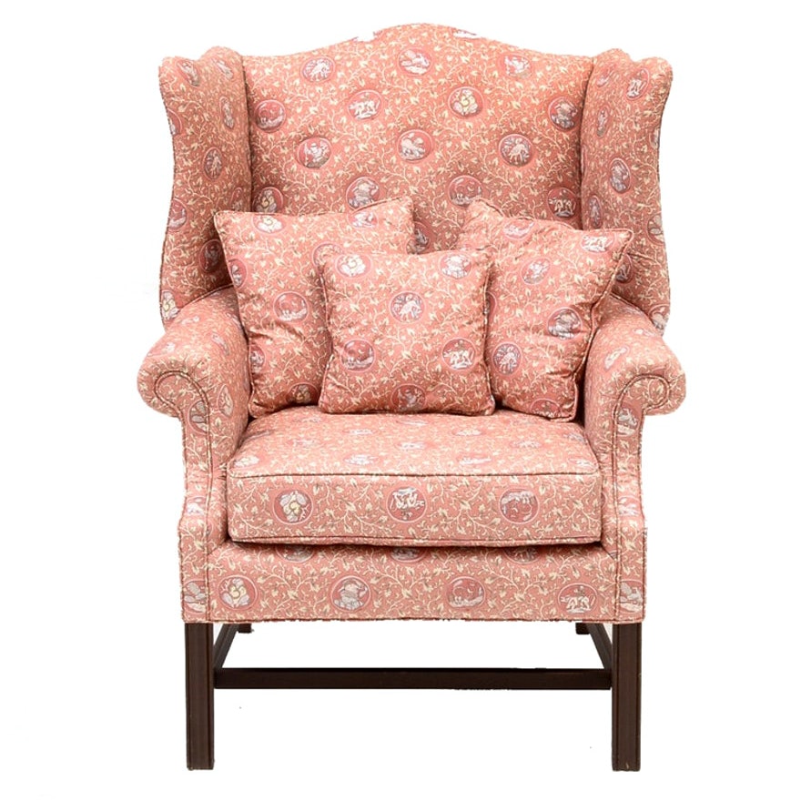 Wing Chair in Asian Style Cotton Print