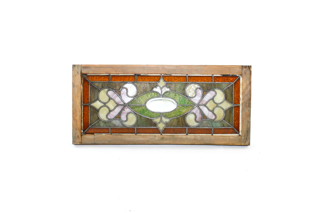 Vintage Slag and Textured Glass Window