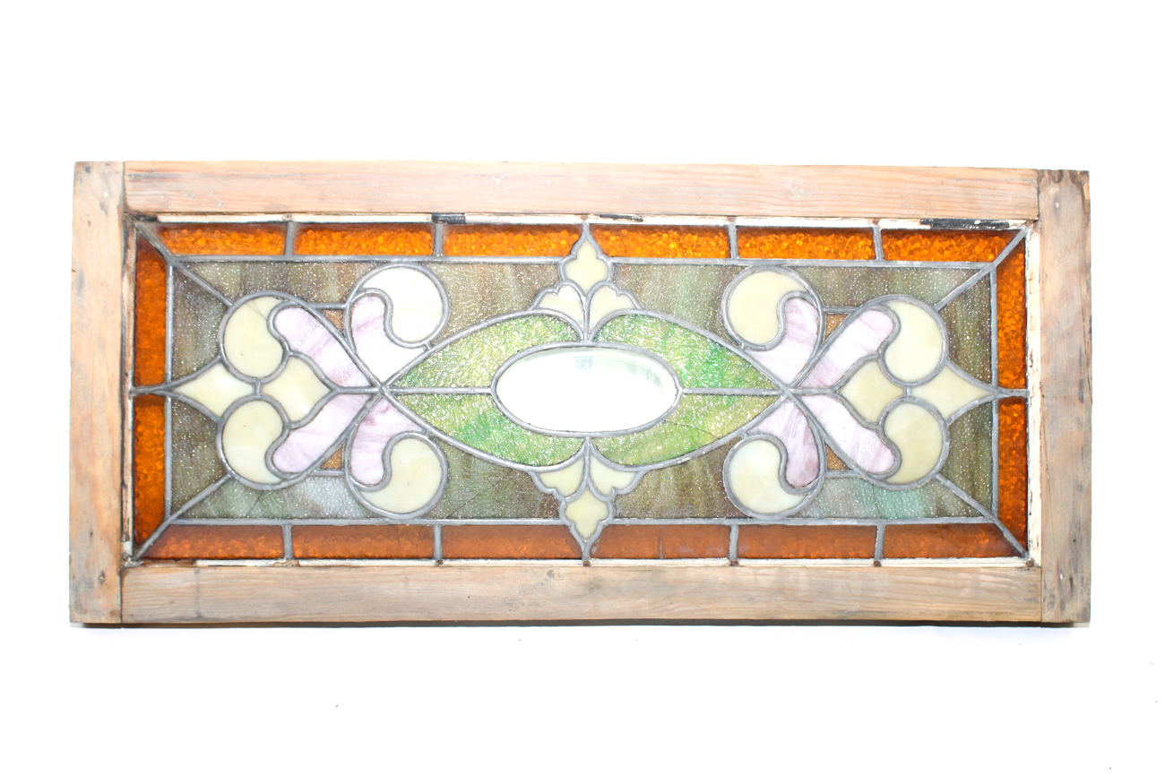 Vintage Slag and Textured Glass Window