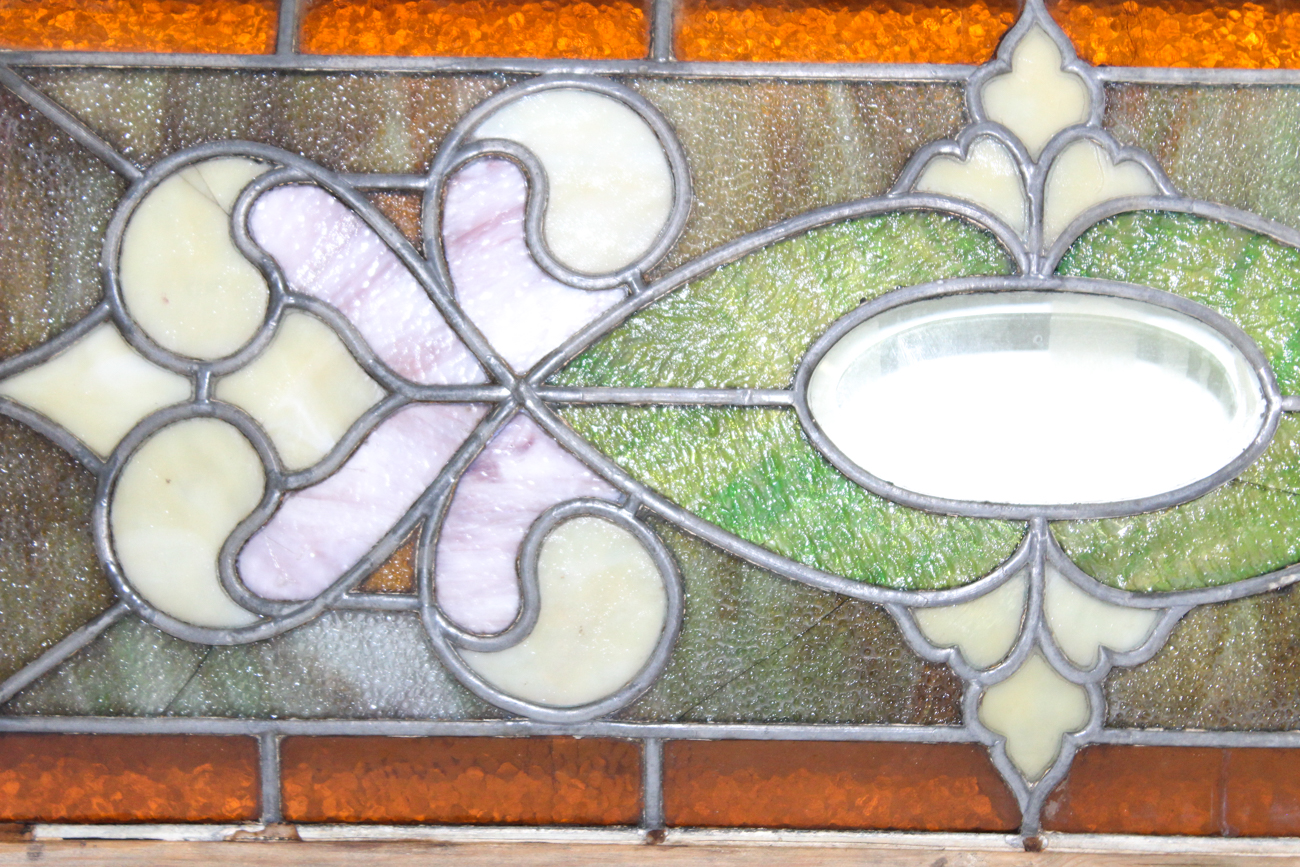 Vintage Slag and Textured Glass Window