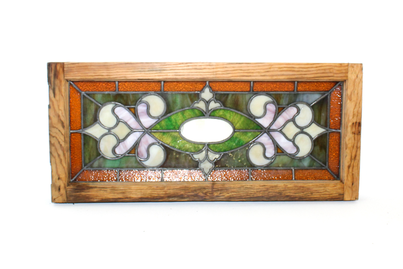 Vintage Slag and Textured Glass Window