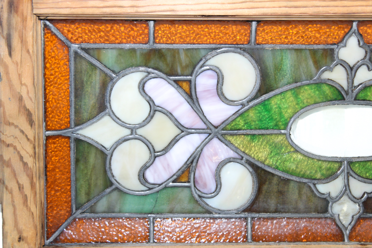 Vintage Slag and Textured Glass Window