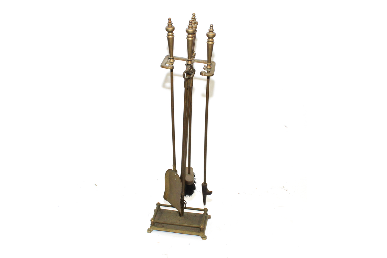 Art Deco Brass Fireplace Tools