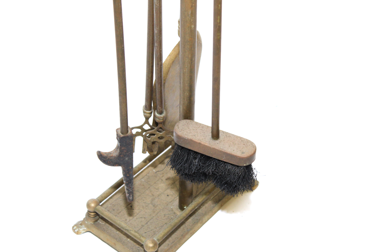 Art Deco Brass Fireplace Tools