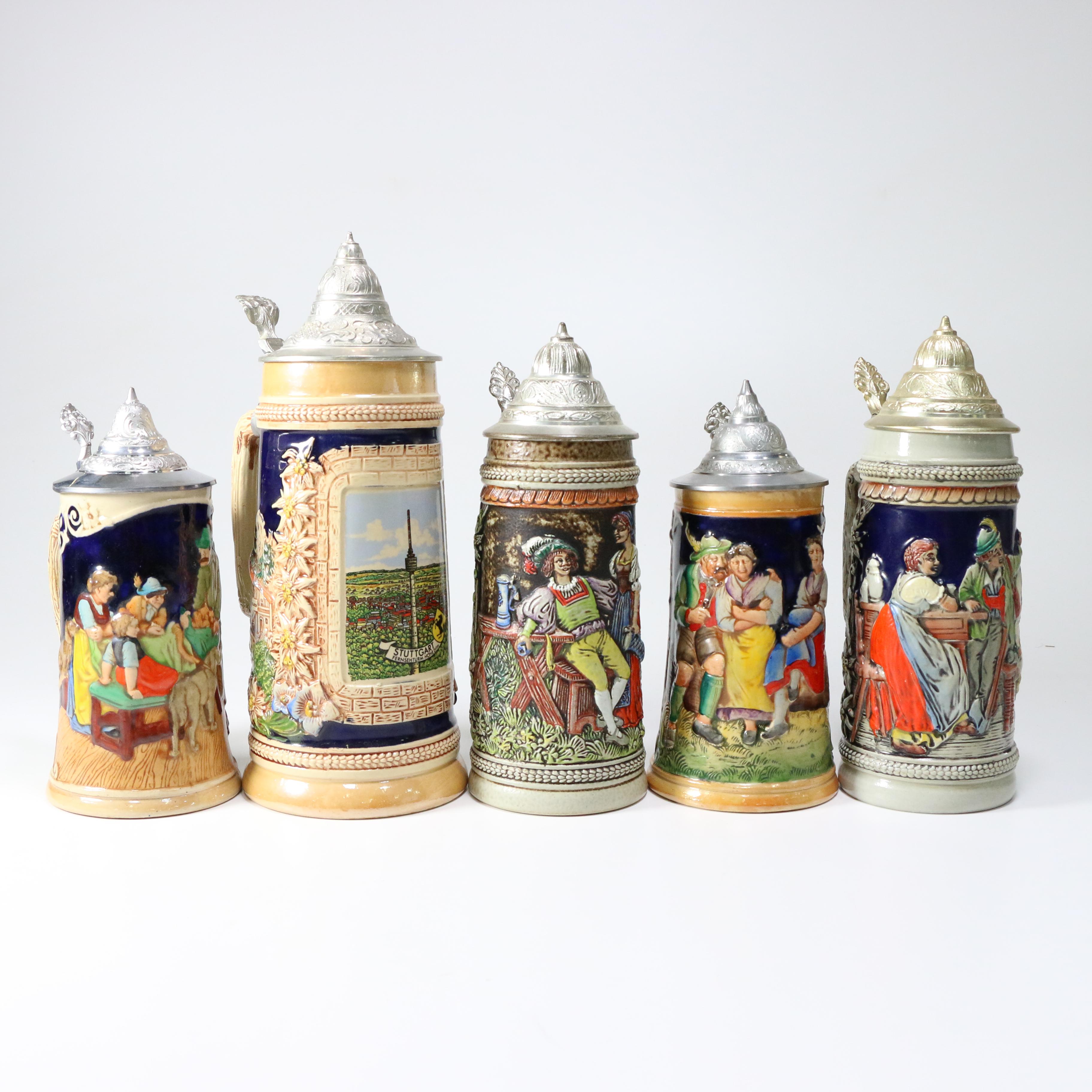 Vintage German Ceramic Beer Steins