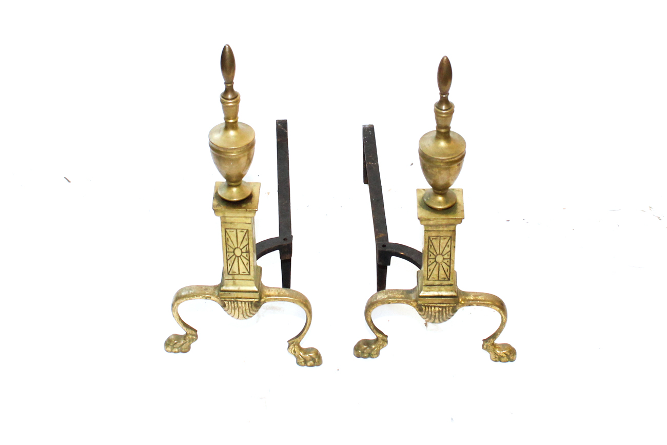 Pair of Vintage Brass Andirons