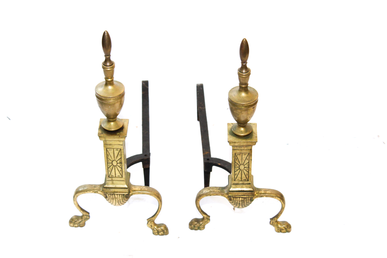Pair of Vintage Brass Andirons