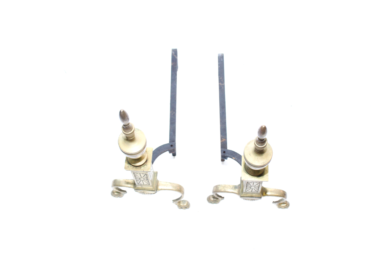 Pair of Vintage Brass Andirons